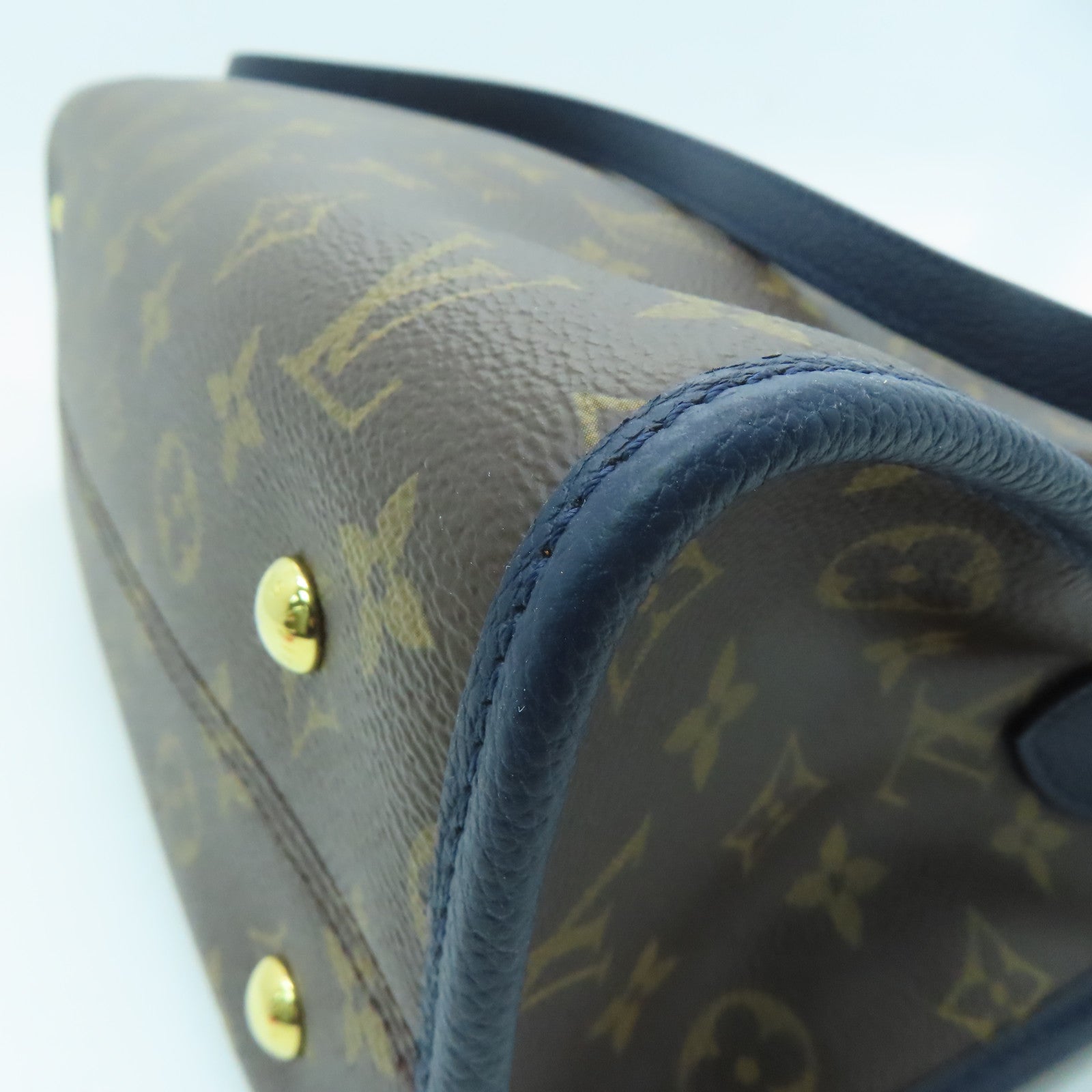 LOUIS VUITTON Monogram Popincourt PM gold buckle handle shoulder bag brown