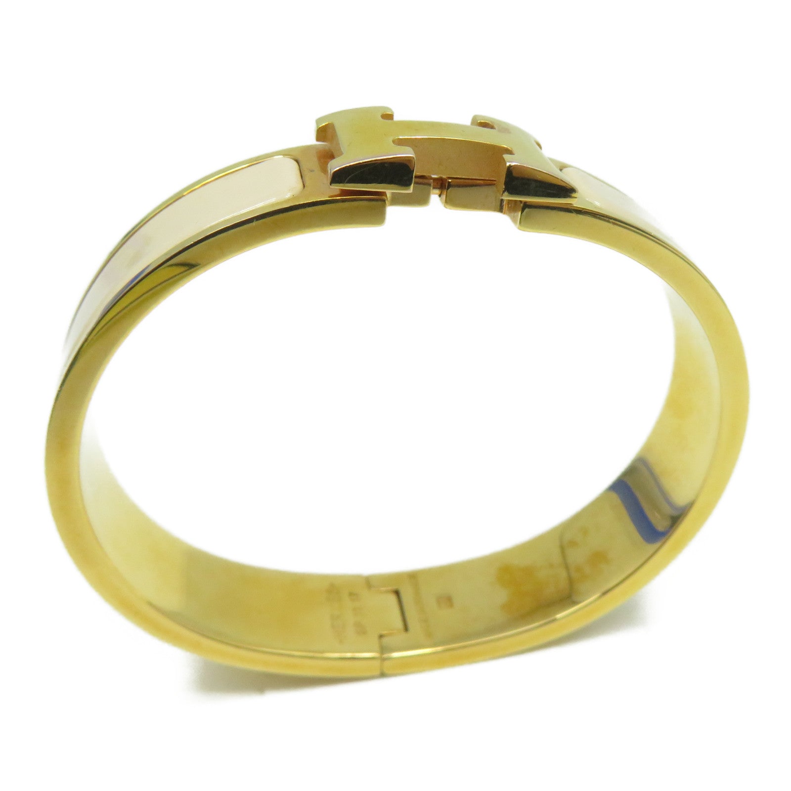 HERMES 金屬Clic H手鐲米色/金色