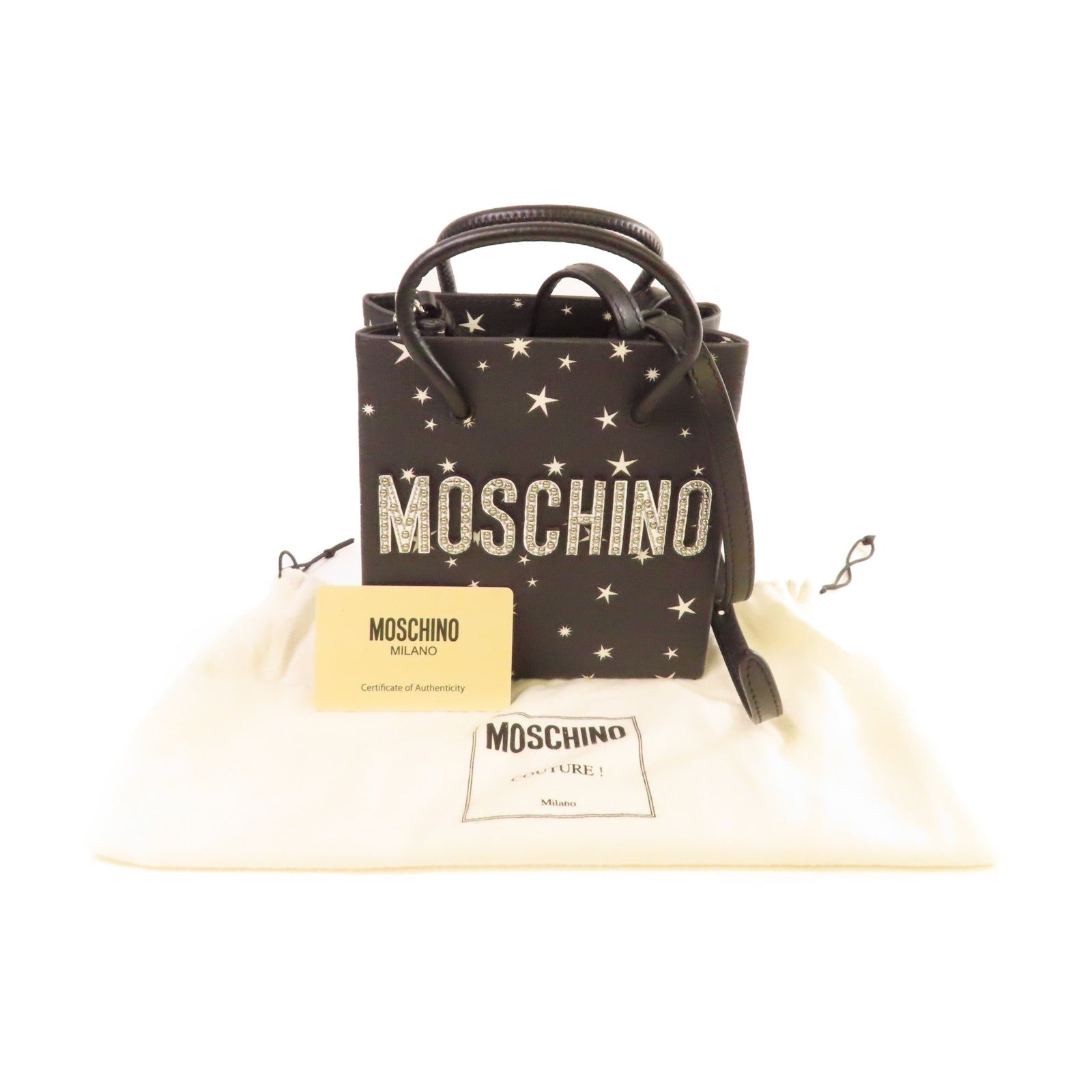 MOSCHINO 塗層帆布2Way Shoulder Bag手挽肩背兩用袋黑色