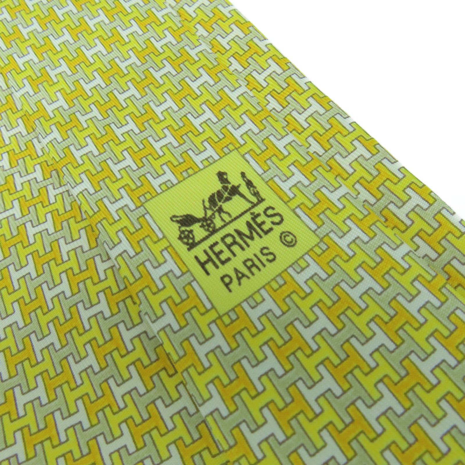 HERMES 絲質Necktie領帶黃色
