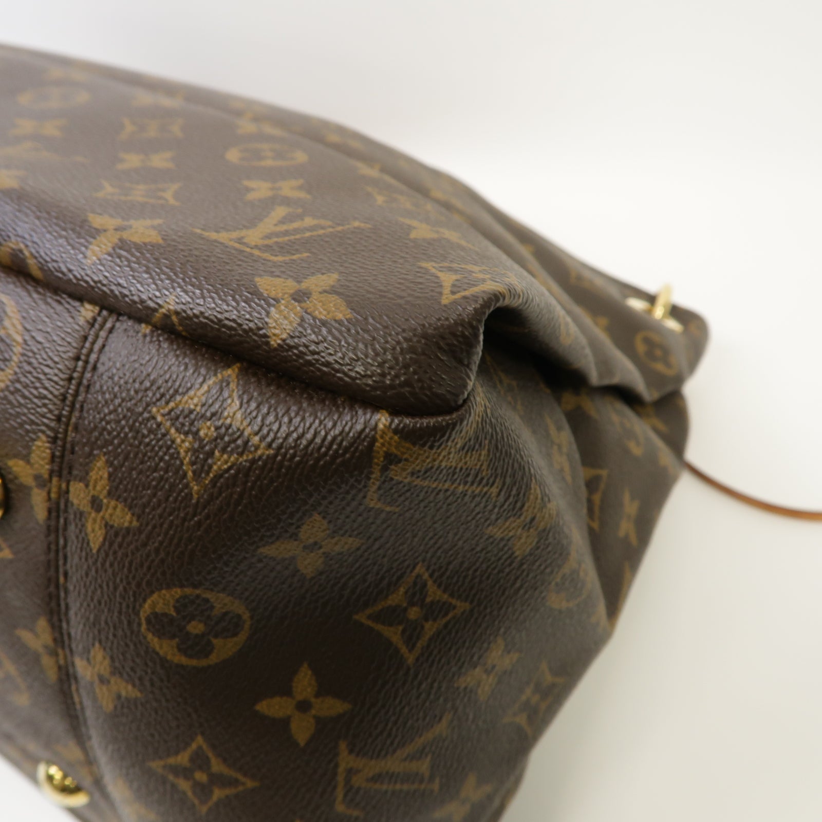 LOUIS VUITTON Monogram Artsy MM金扣手挽袋棕色