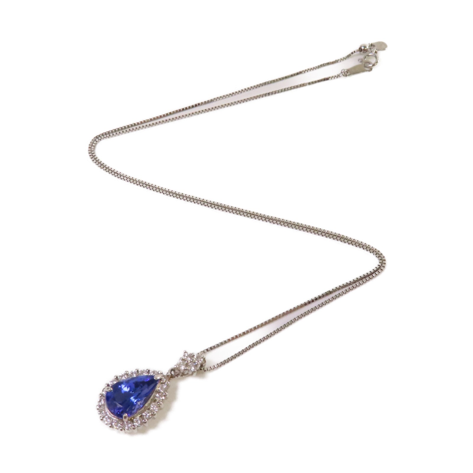 JEWELRY PT950/PT850鉑金3.232ct坦桑石/0.64ct鑽石Tanzanite Necklace項鏈