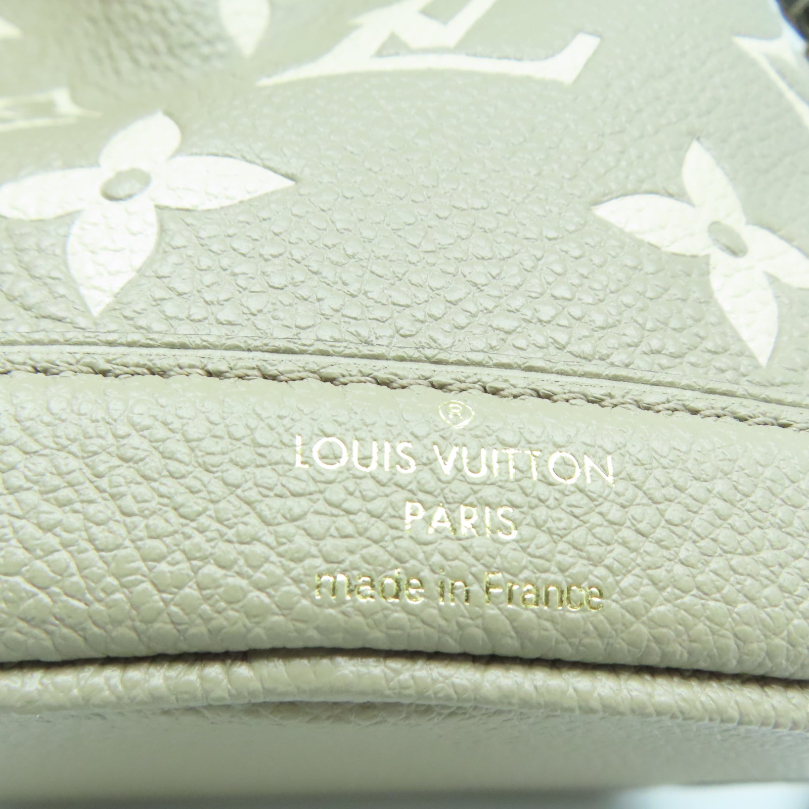 LOUIS VUITTON Monogram Empreinte Nano Noe金扣手挽肩背兩用袋米色