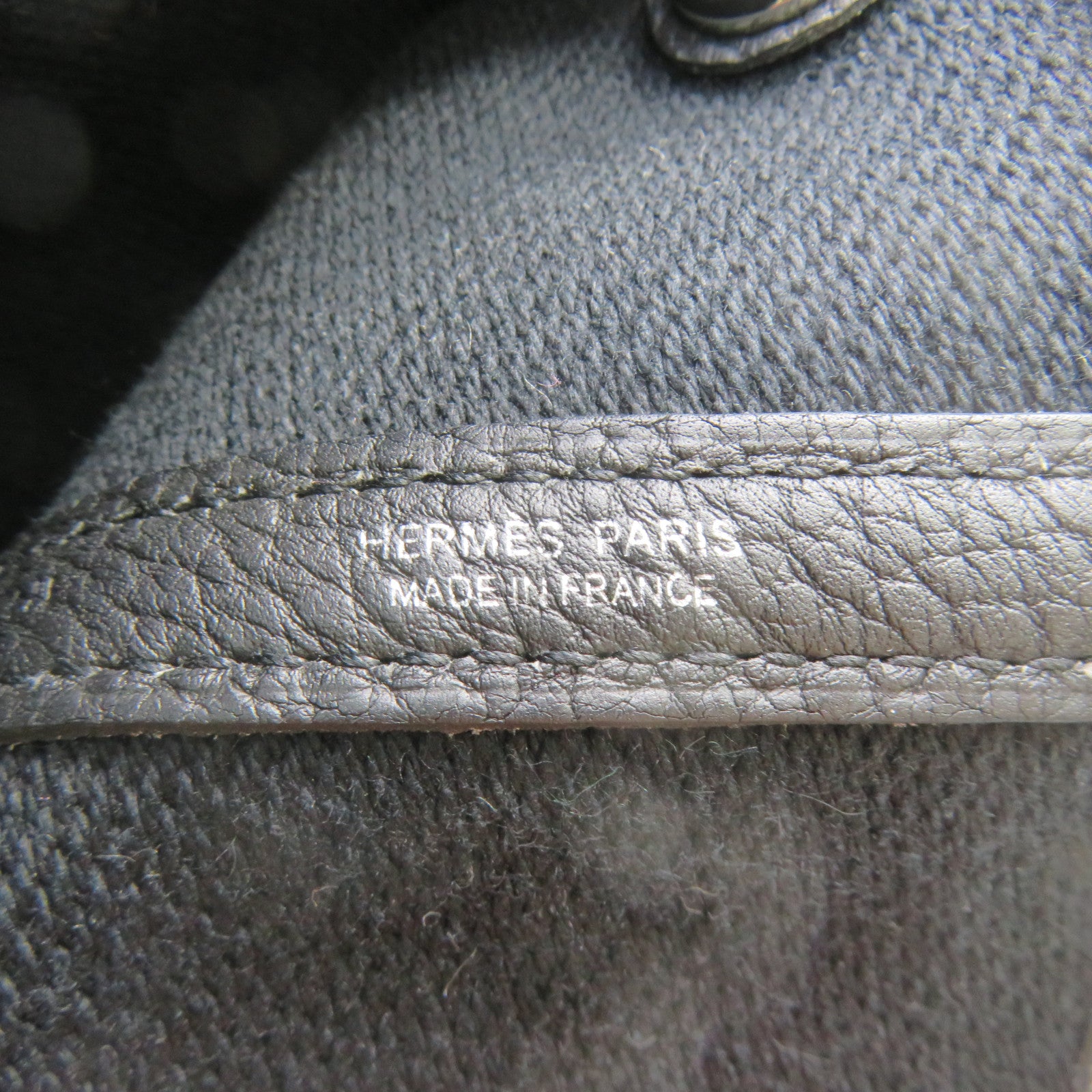 HERMES Toile H/皮革GardenParty PM Tote Bag银扣手挽袋米白色
