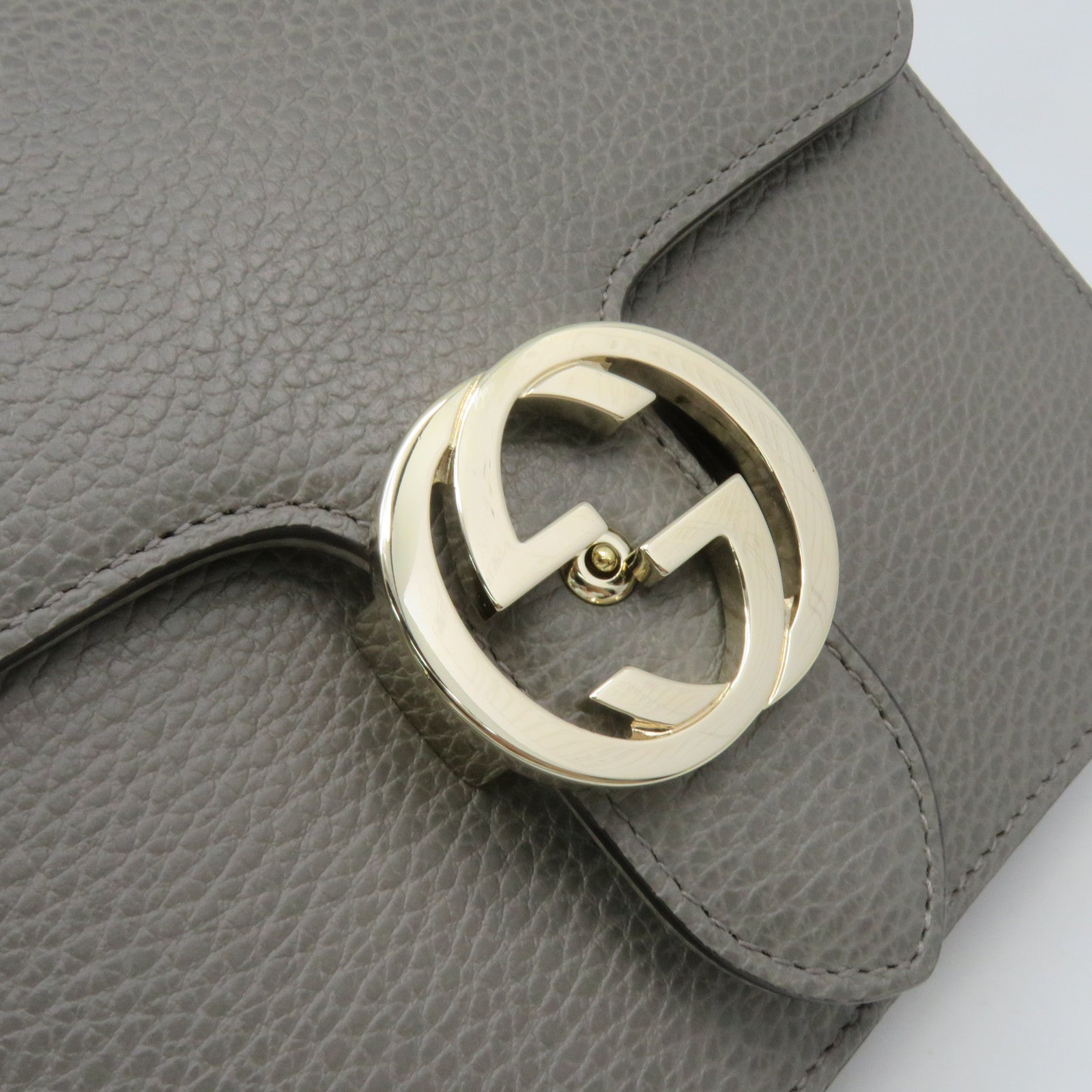 GUCCI 牛皮皮革Chain Shoulder Bag链带肩背袋灰色