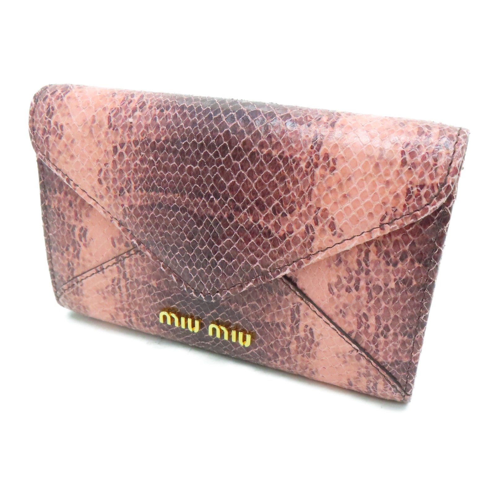Miu Miu [Sharp Discount] Cowhide Leather Wallet Gold Buckle Wallet Pink