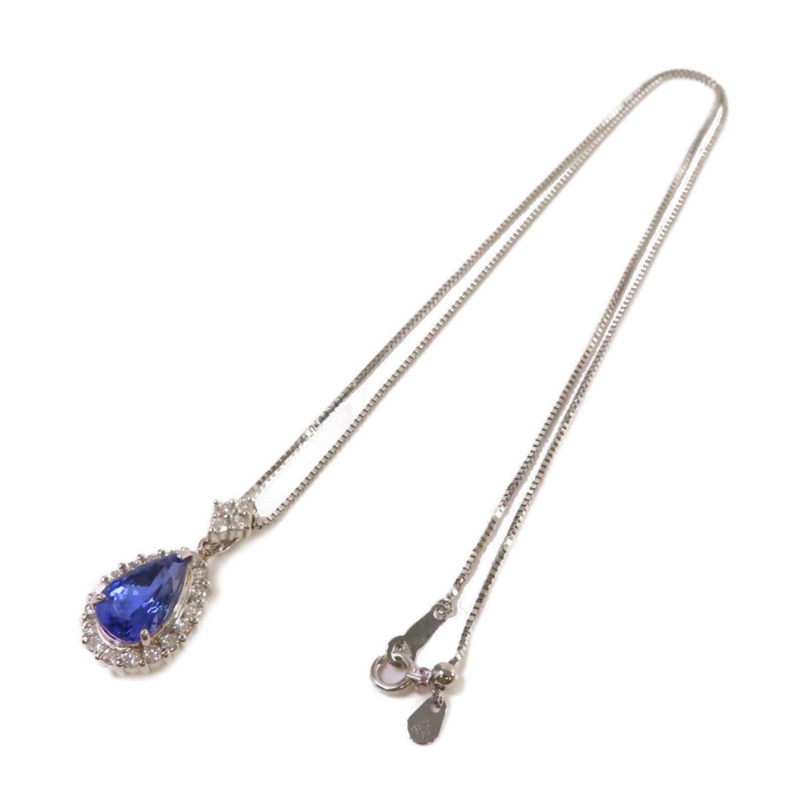 JEWELRY PT950/PT850鉑金3.232ct坦桑石/0.64ct鑽石Tanzanite Necklace項鏈