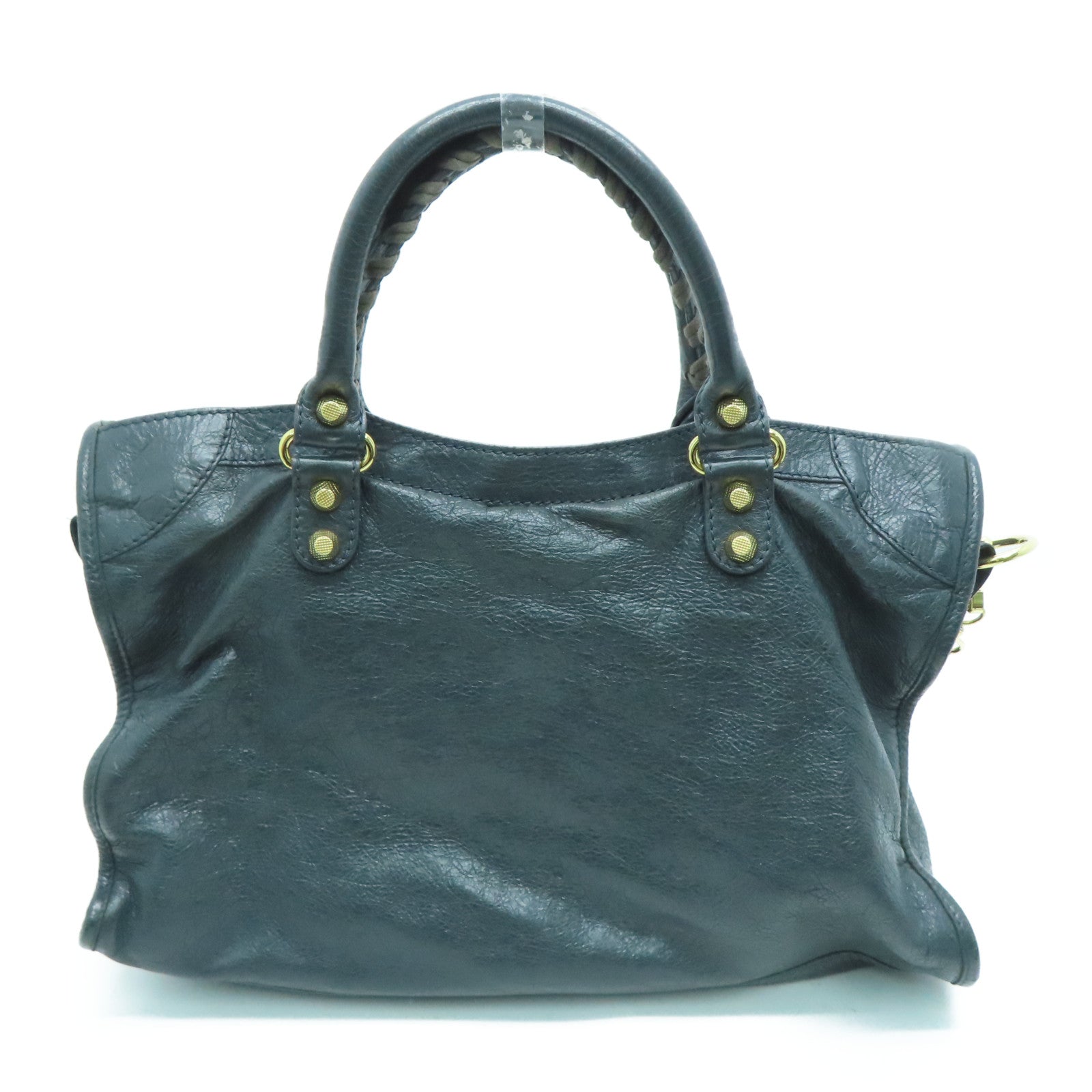 BALENCIAGA Sheepskin Leather Giant City Handle Shoulder Bag Gray
