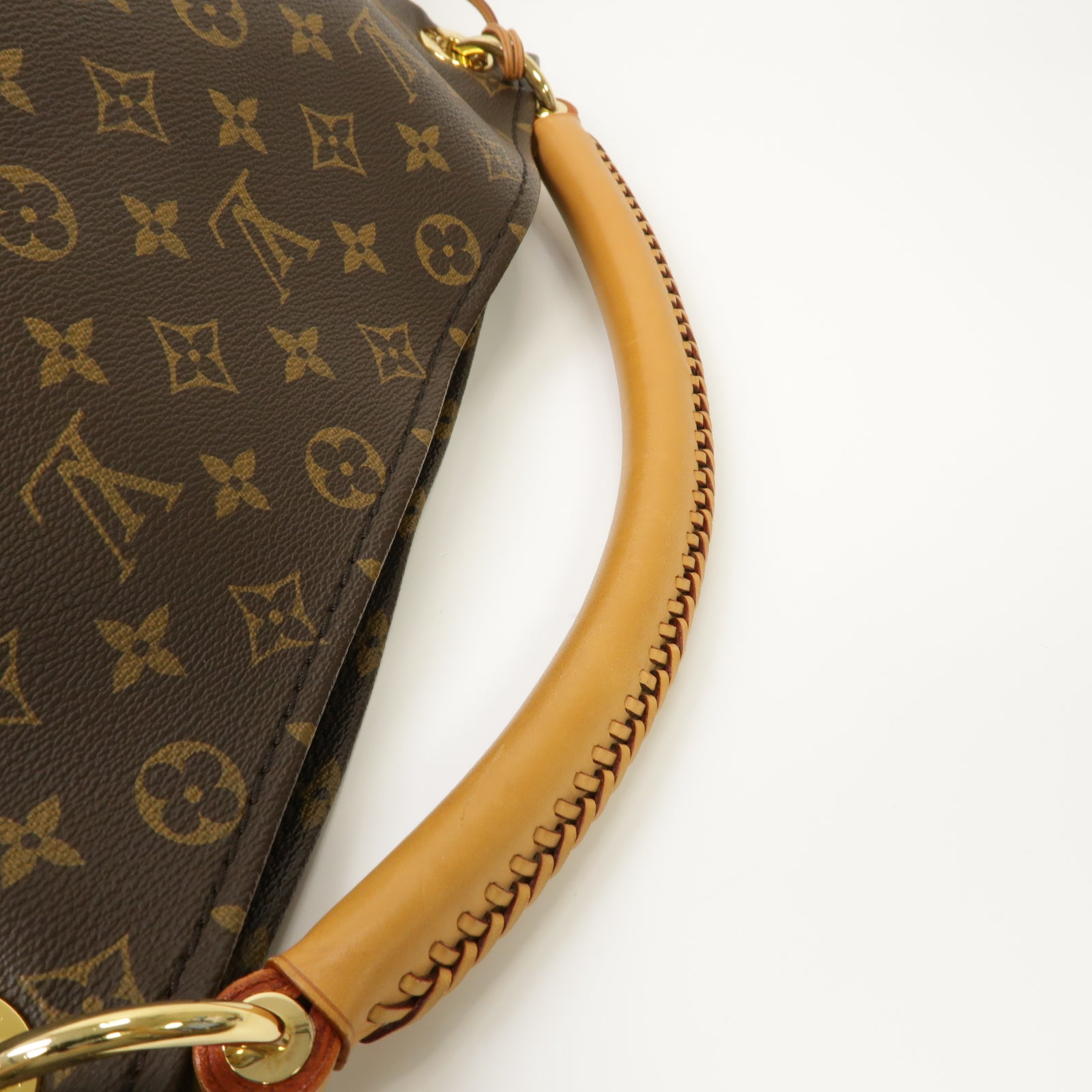 LOUIS VUITTON Monogram Artsy MM金扣手挽袋棕色