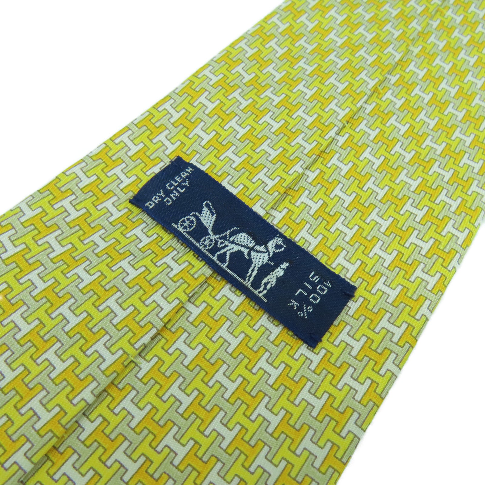 HERMES 絲質Necktie領帶黃色