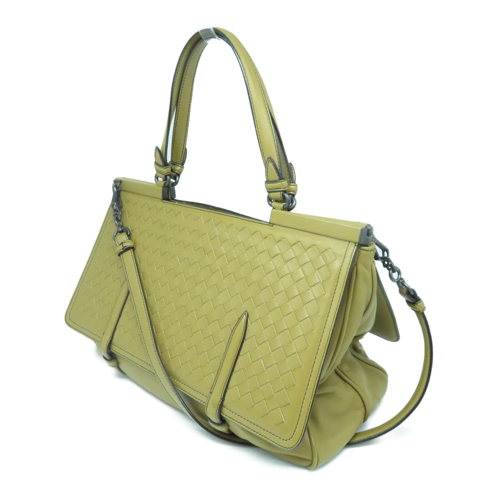 BOTTEGA VENETA Textured Leather 2way Shoulder Bag Handle Shoulder Bag Brown