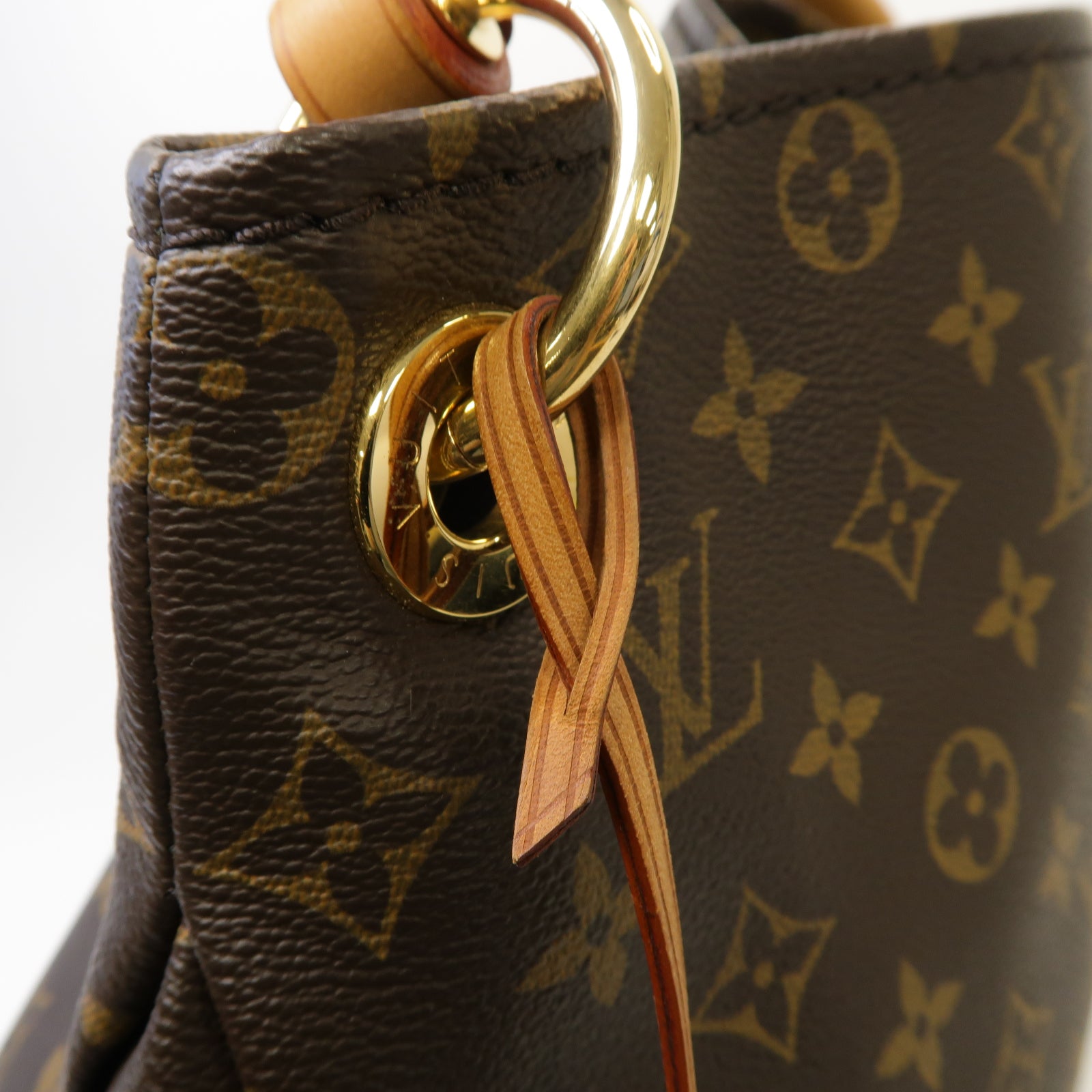 LOUIS VUITTON Monogram Artsy MM金扣手挽袋棕色