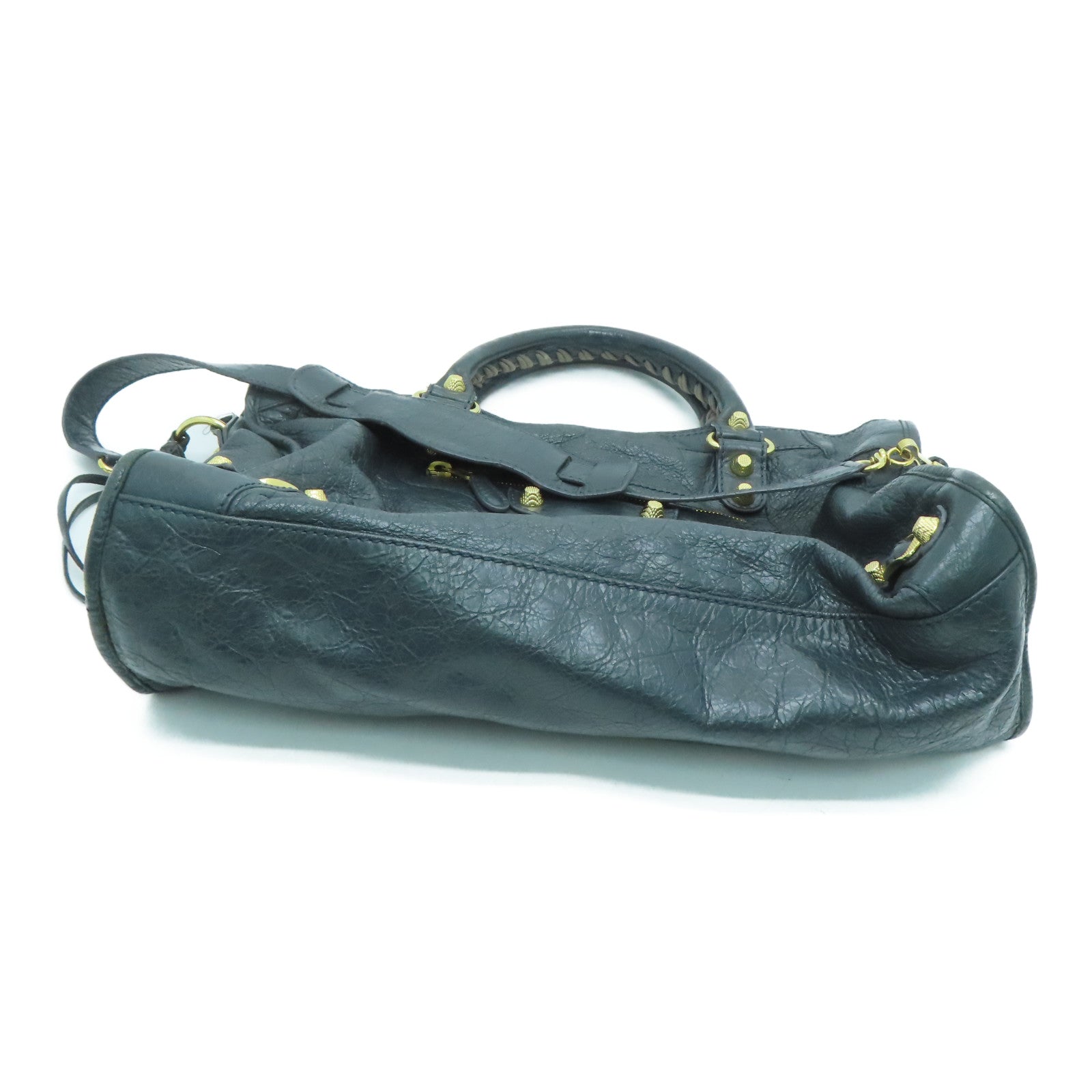 BALENCIAGA Sheepskin Leather Giant City Handle Shoulder Bag Gray