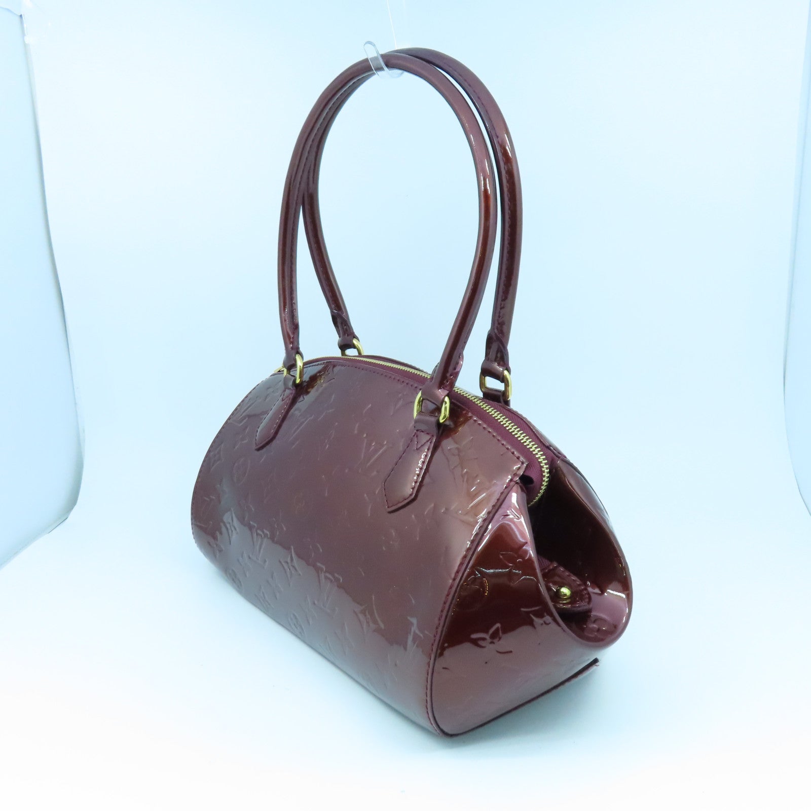 LOUIS VUITTON Vernis Sherwood PM金扣肩背袋酒红色