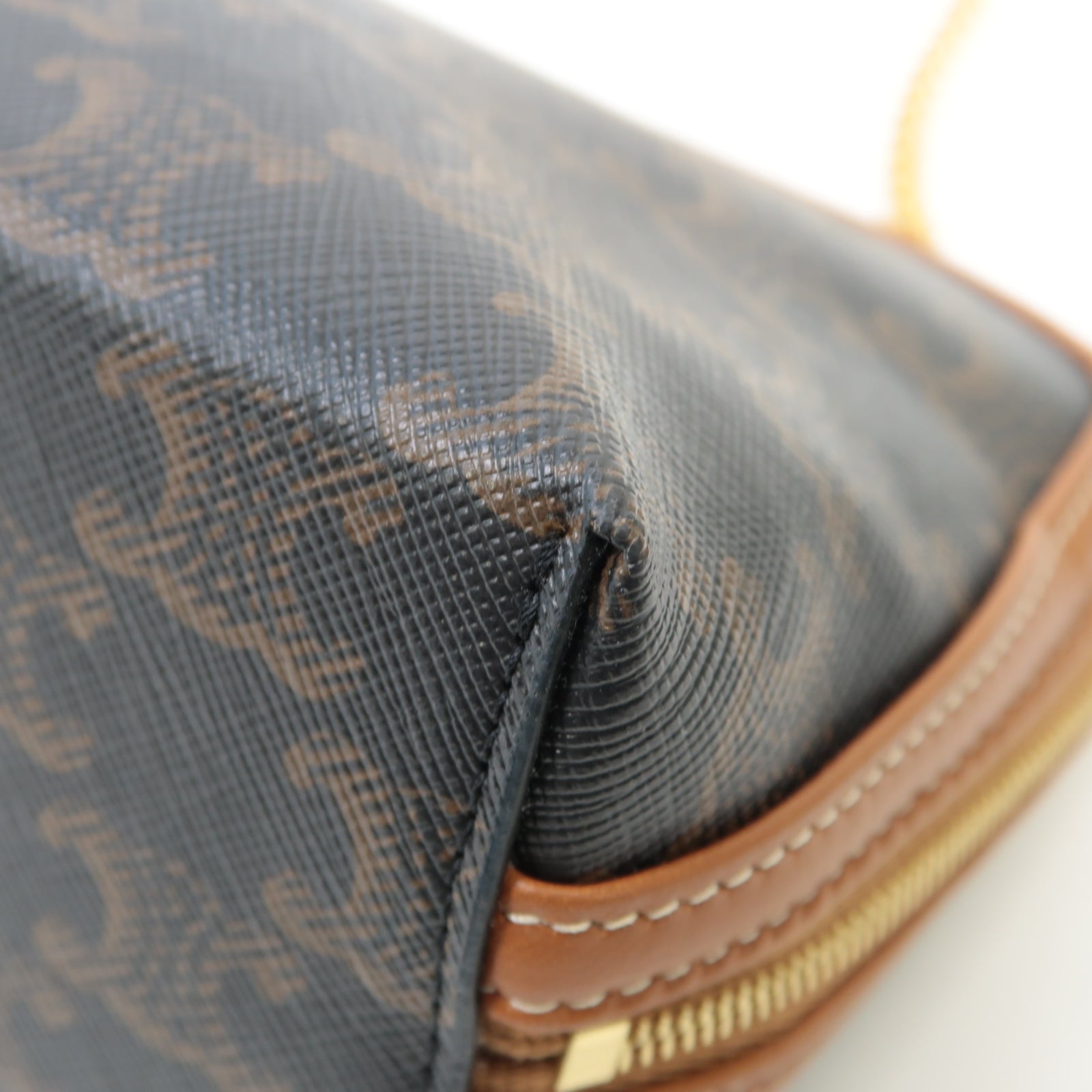 CELINE 塗層帆布Shoulder Bag金扣鏈帶肩背袋啡色