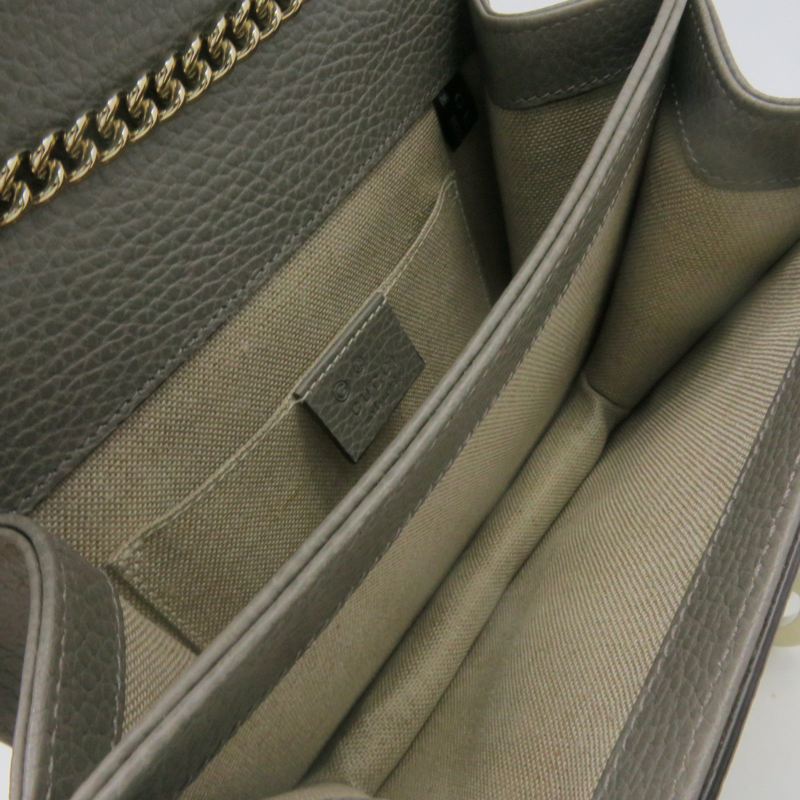 GUCCI 牛皮皮革Chain Shoulder Bag链带肩背袋灰色