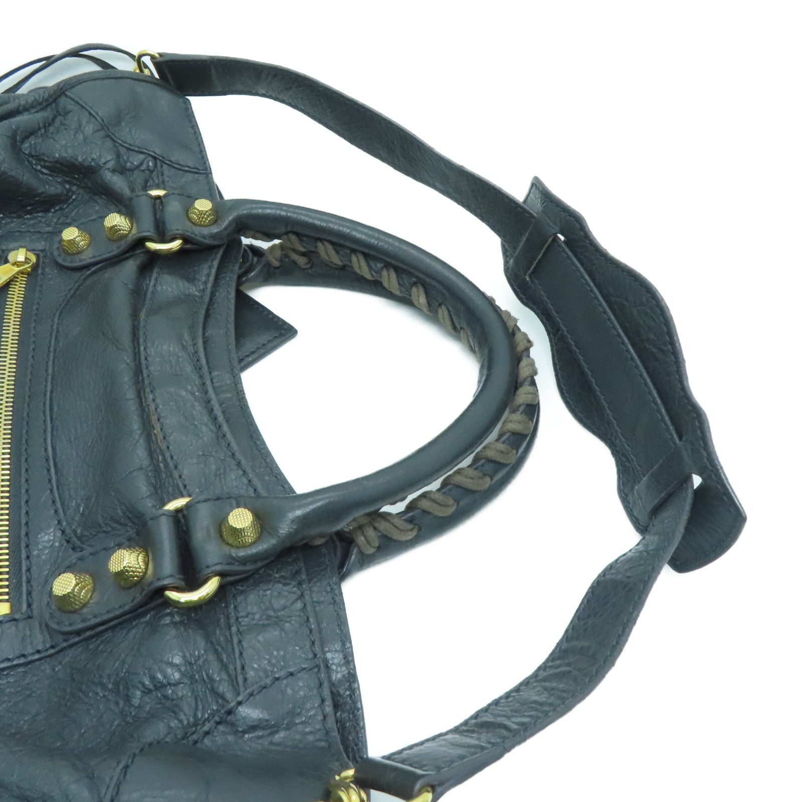 BALENCIAGA Sheepskin Leather Giant City Handle Shoulder Bag Gray