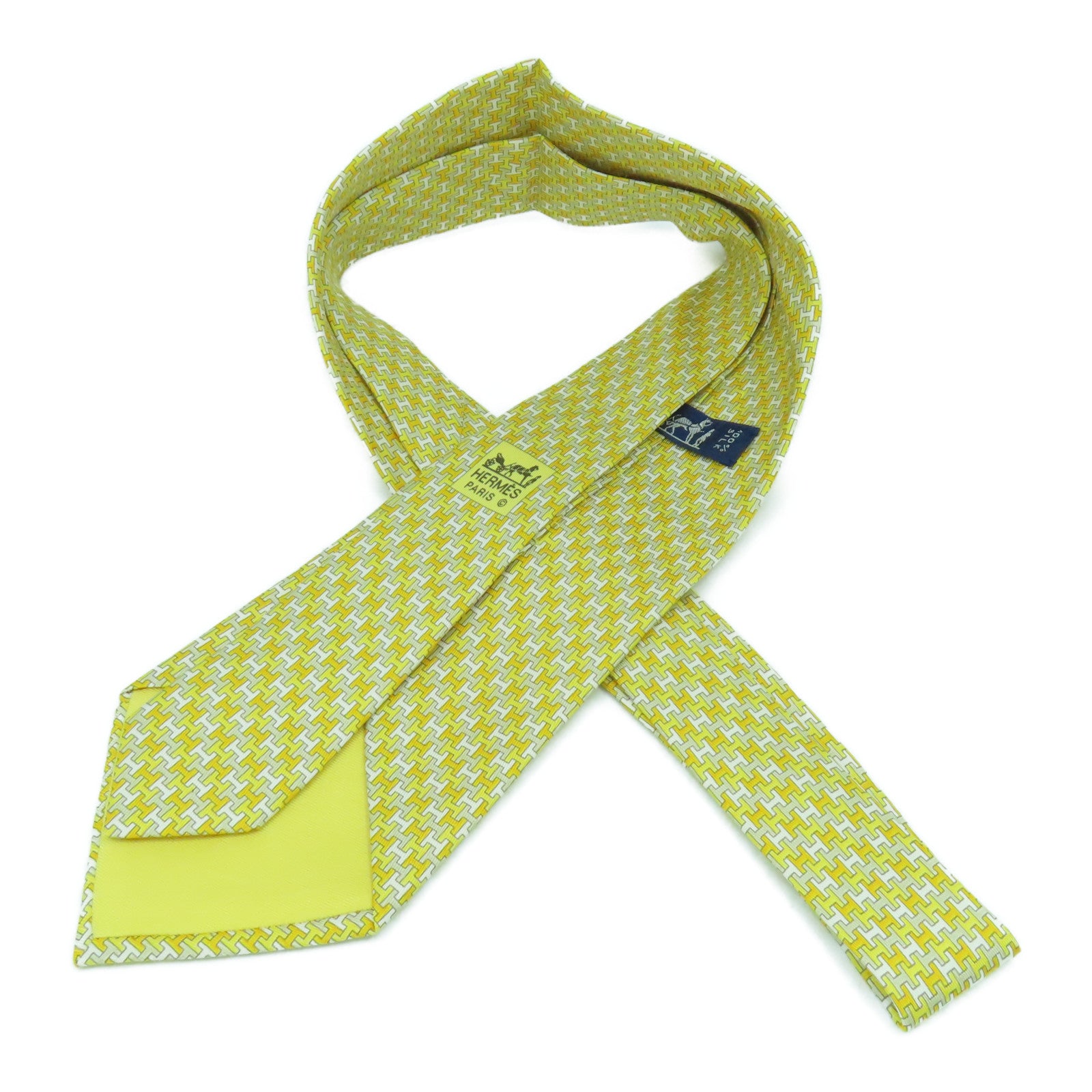 HERMES 絲質Necktie領帶黃色