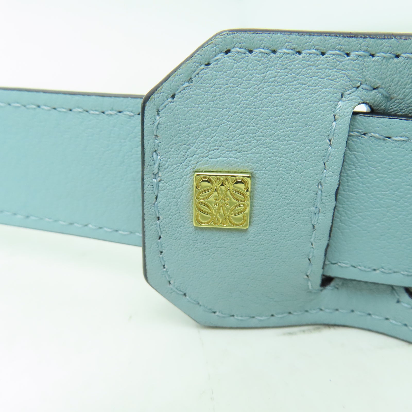 LOEWE 牛皮皮革Puzzle金扣手挽肩背兩用袋藍色