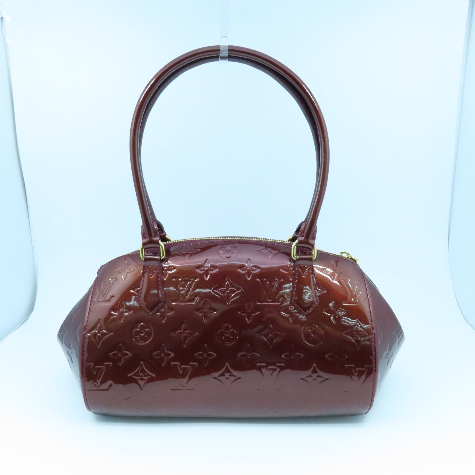 LOUIS VUITTON Vernis Sherwood PM金扣肩背袋酒红色