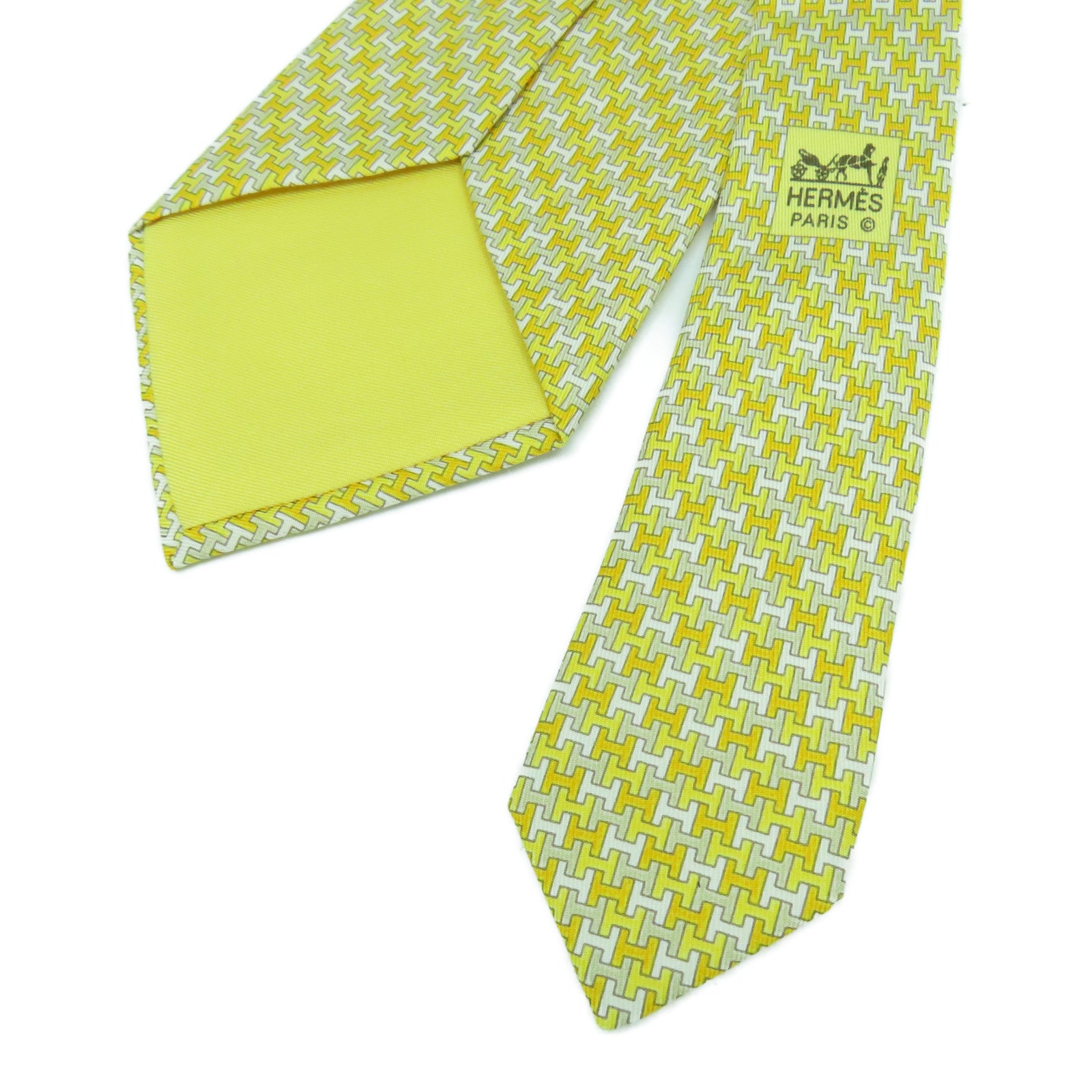 HERMES 絲質Necktie領帶黃色