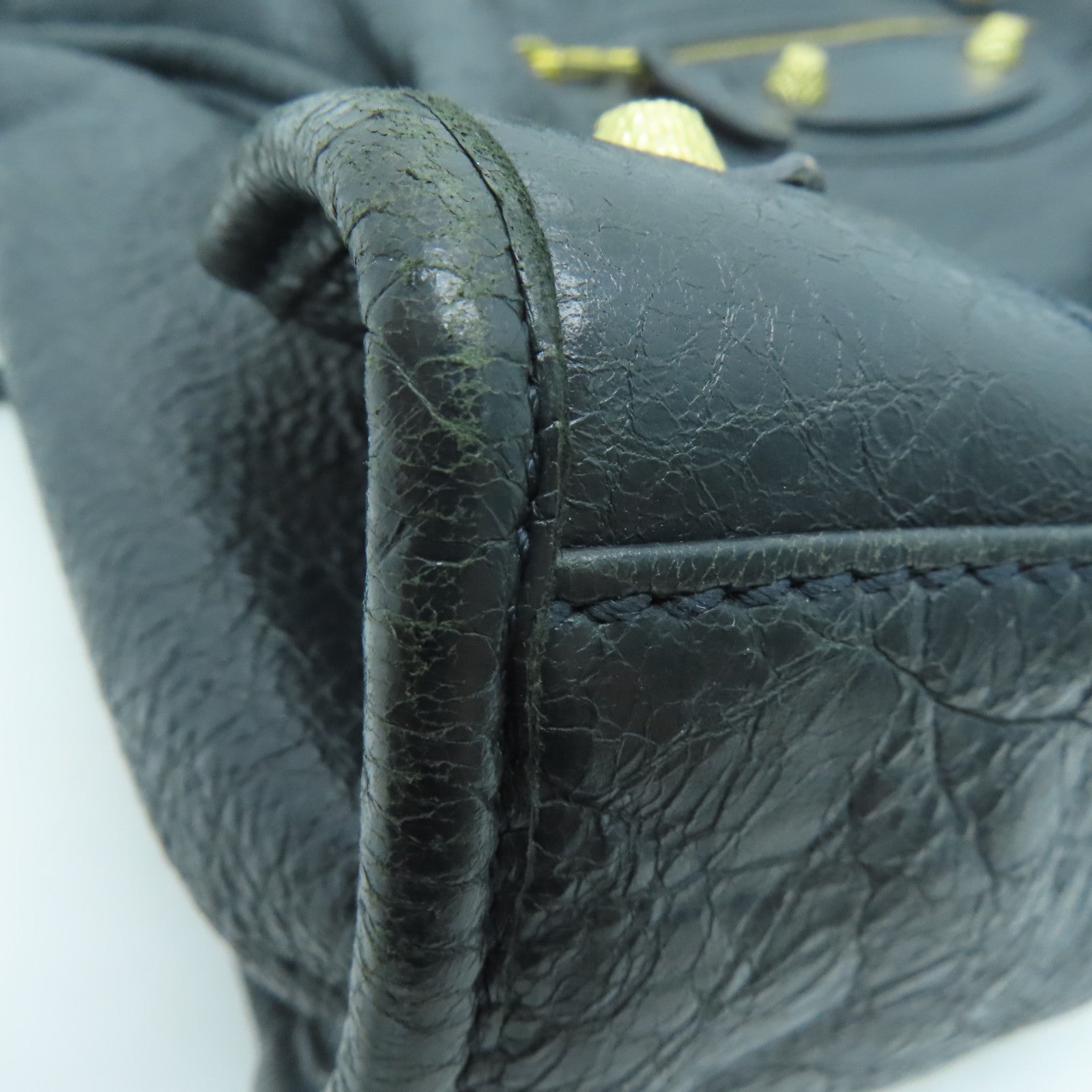 BALENCIAGA Sheepskin Leather Giant City Handle Shoulder Bag Gray