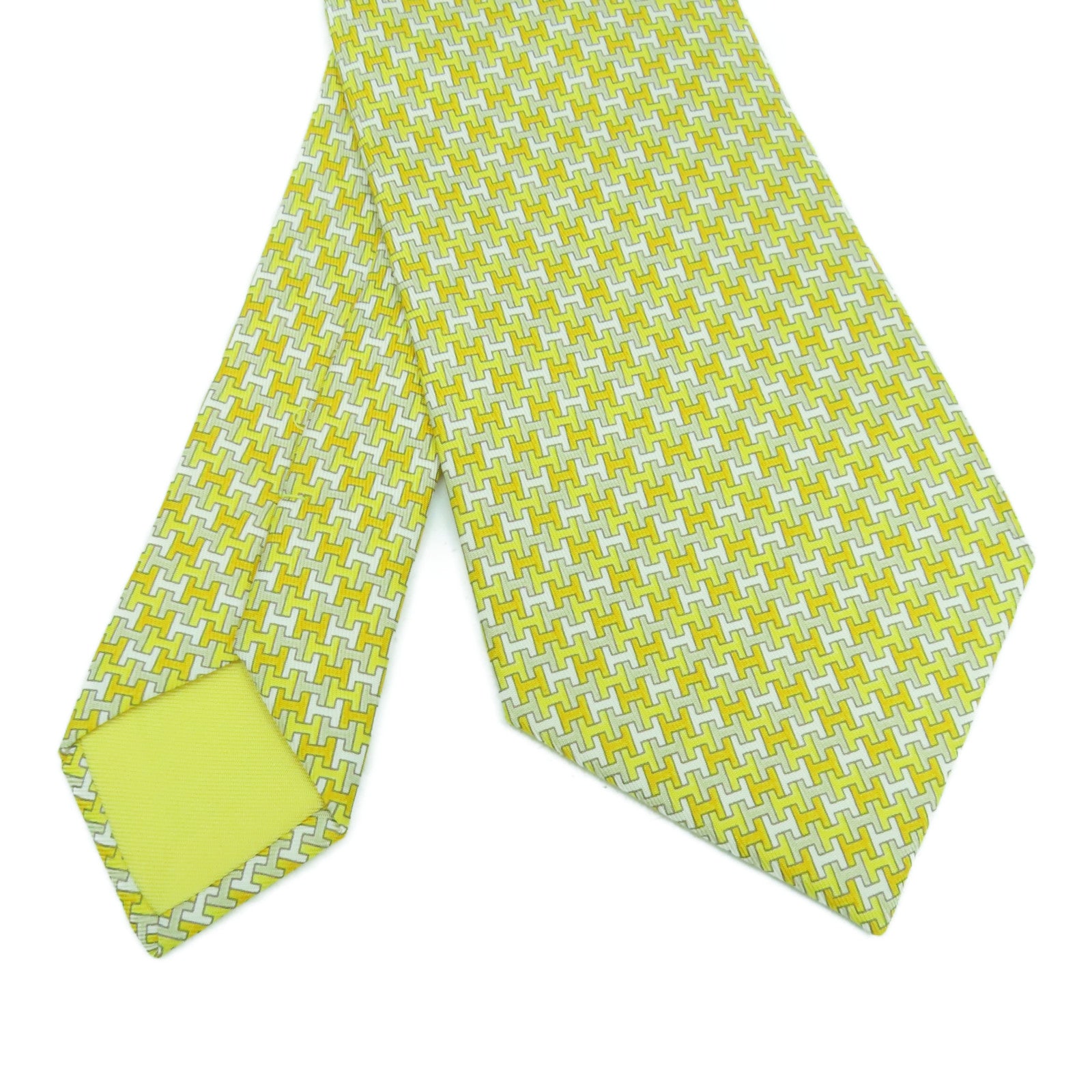 HERMES 絲質Necktie領帶黃色