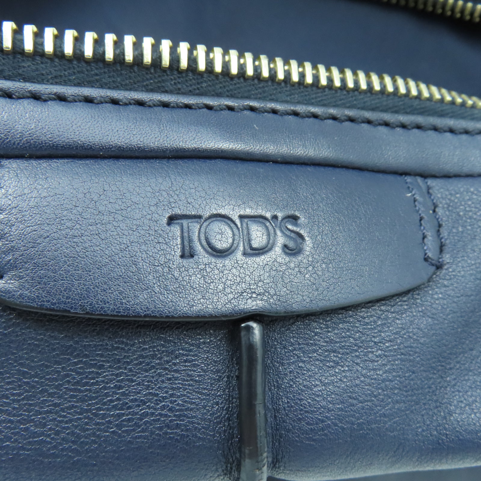 TOD’S 牛皮皮革2 Way Shoulder銀扣手挽肩背兩用袋深藍色
