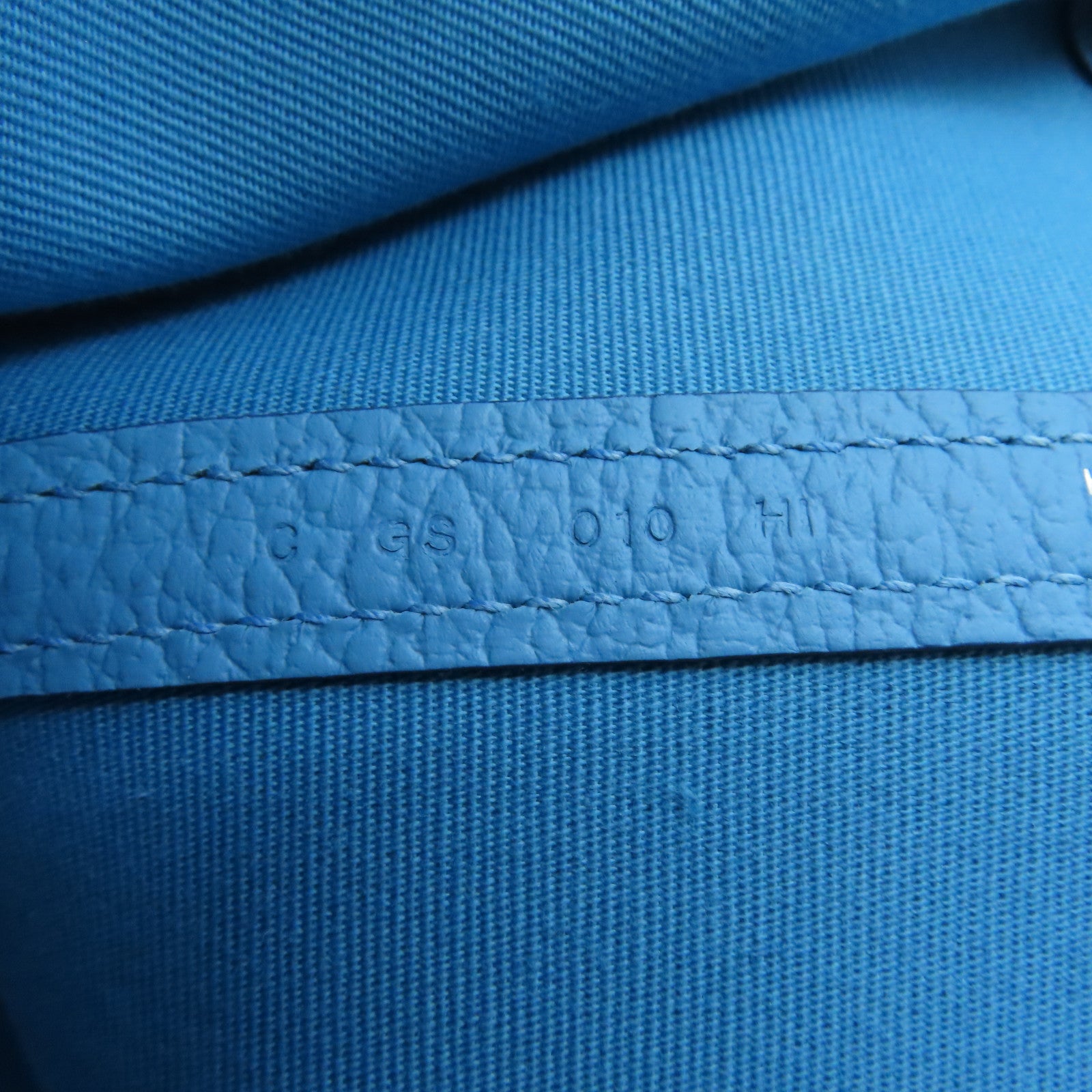 HERMES Canvas GardenParty PM Silver Button Handle Bag Blue Green