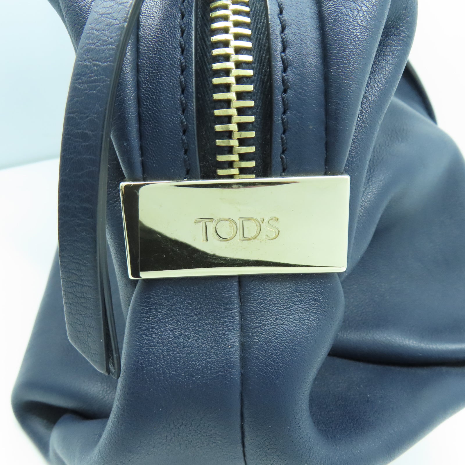 TOD’S 牛皮皮革2 Way Shoulder銀扣手挽肩背兩用袋深藍色