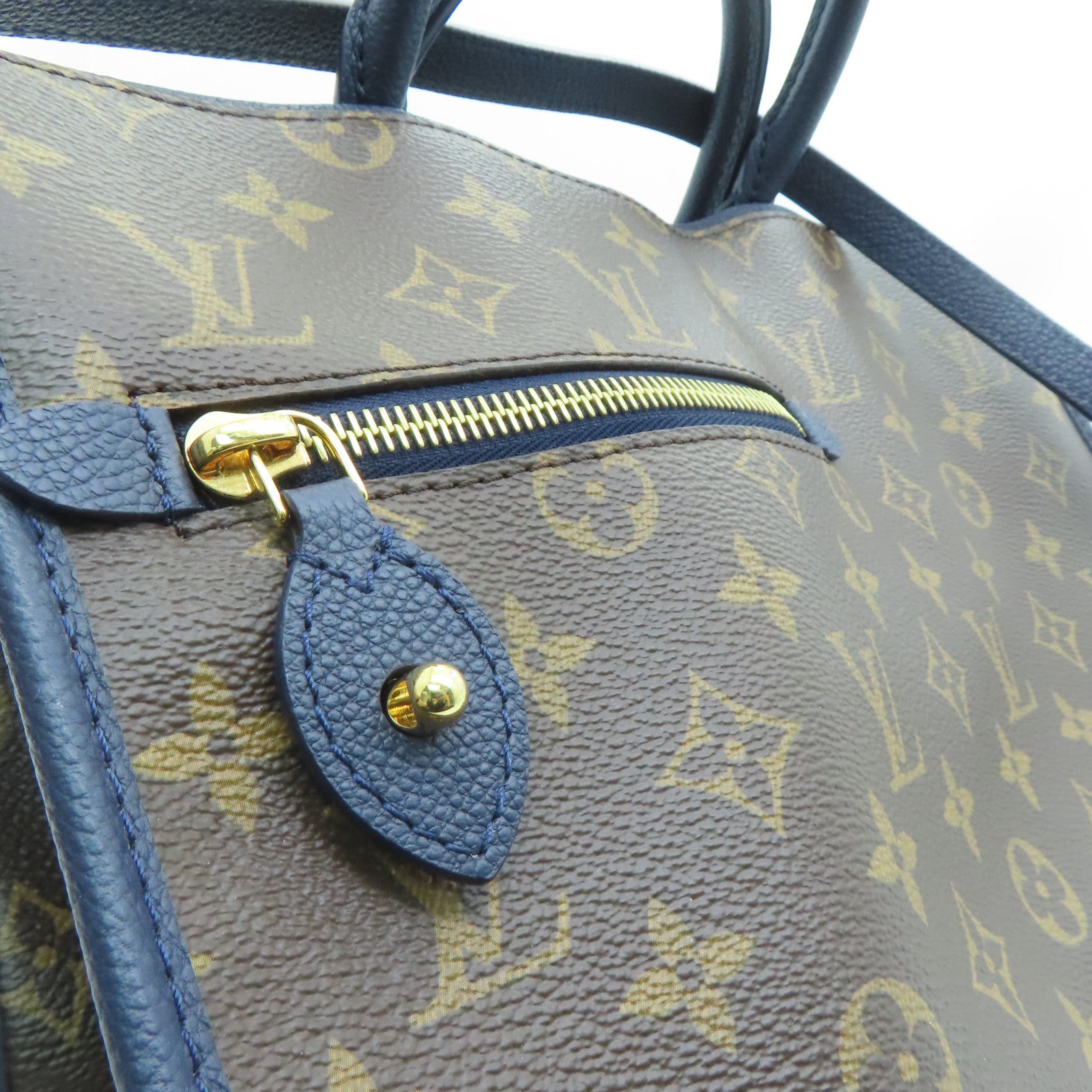 LOUIS VUITTON Monogram Popincourt PM gold buckle handle shoulder bag brown
