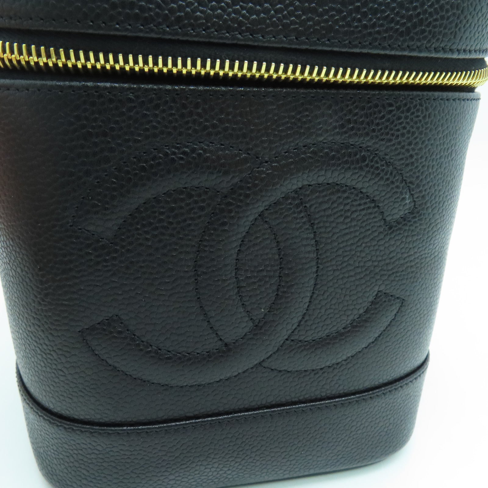 CHANEL Caviar皮革Handbag金扣手挽袋黑色