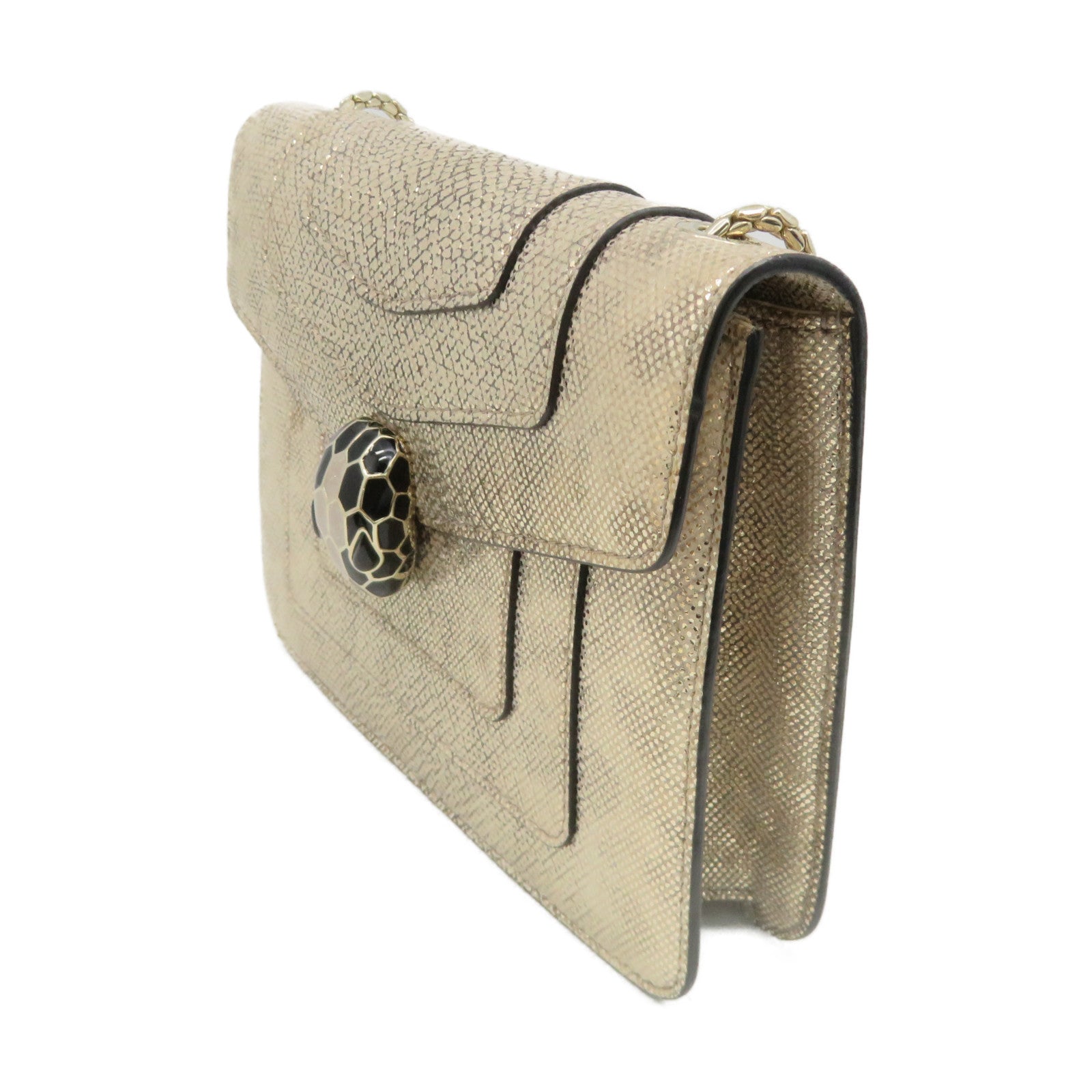 BVLGARI [Sharp Discount] Snakeskin Leather Serpenti Forever Chain Shoulder Bag Chain Strap Shoulder Bag Gold