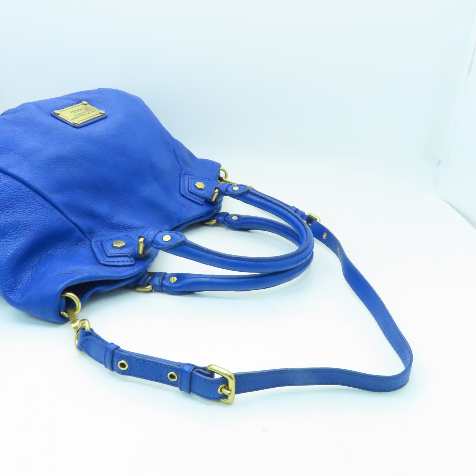 MARC BY MARC JACOBS 牛皮皮革2 Way Shoulder金扣手挽肩背兩用袋藍色