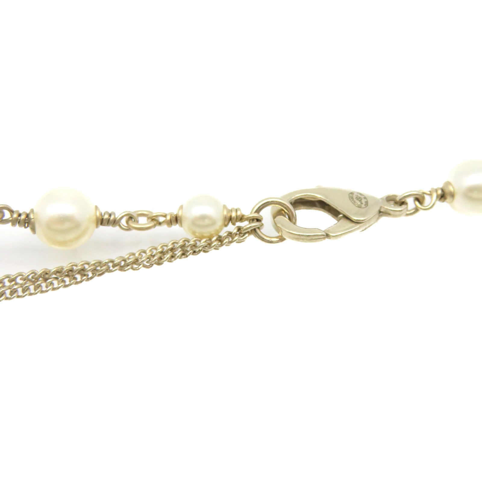 CHANEL Metal/Imitation Pearl CC Necklace Pearl/Purple/Pink/Gold