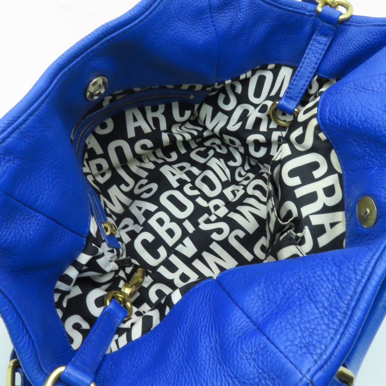 MARC BY MARC JACOBS 牛皮皮革2 Way Shoulder金扣手挽肩背兩用袋藍色