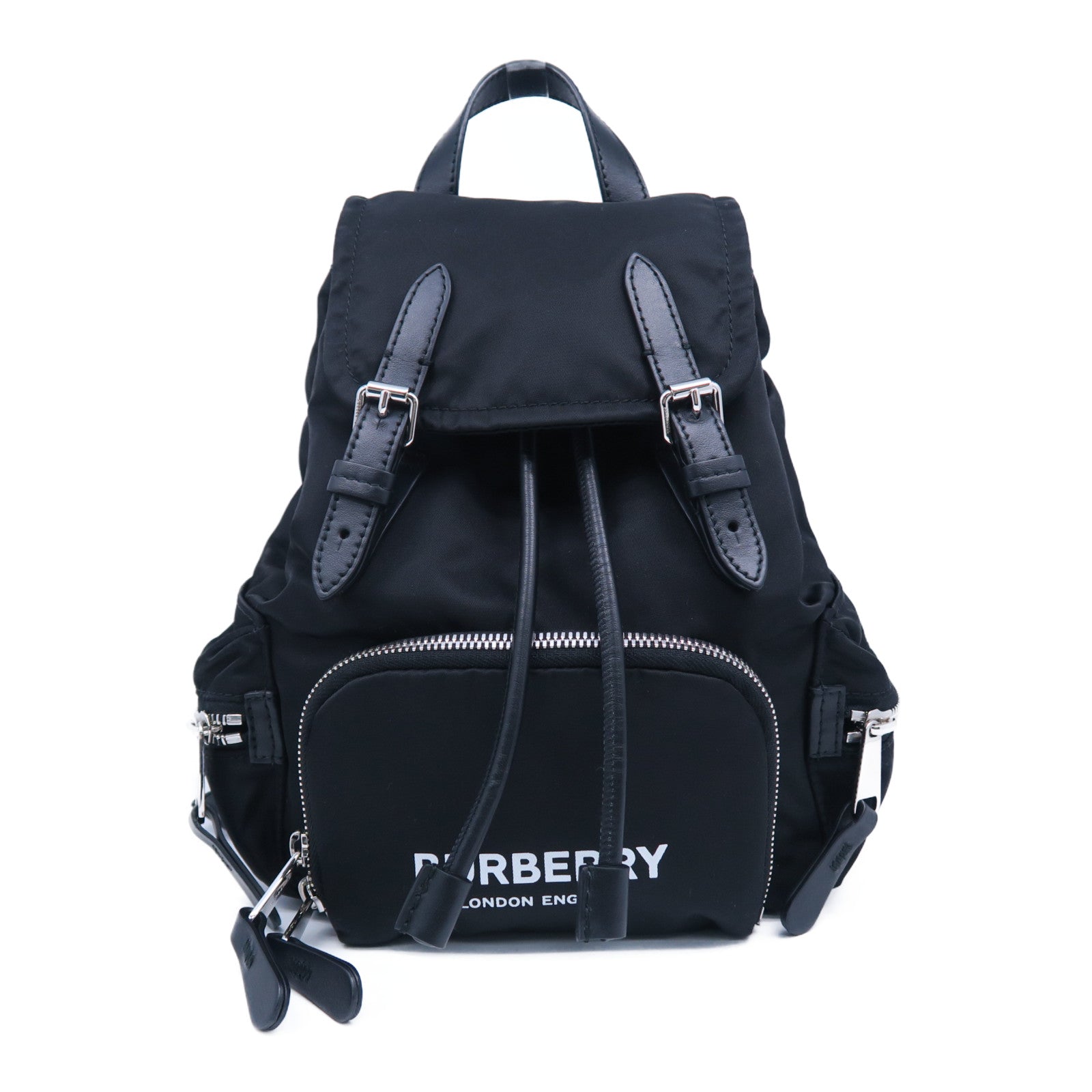 BURBERRY 尼龍Backpack銀扣背包黑色