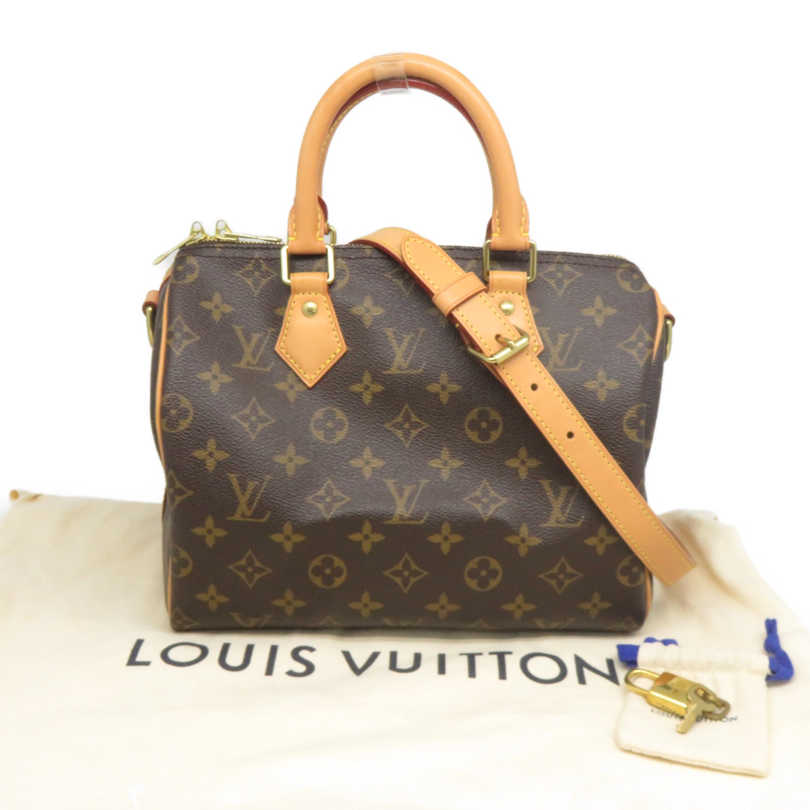 LOUIS VUITTON Monogram Speedy Bandouliere 25金扣手挽肩背兩用袋啡色