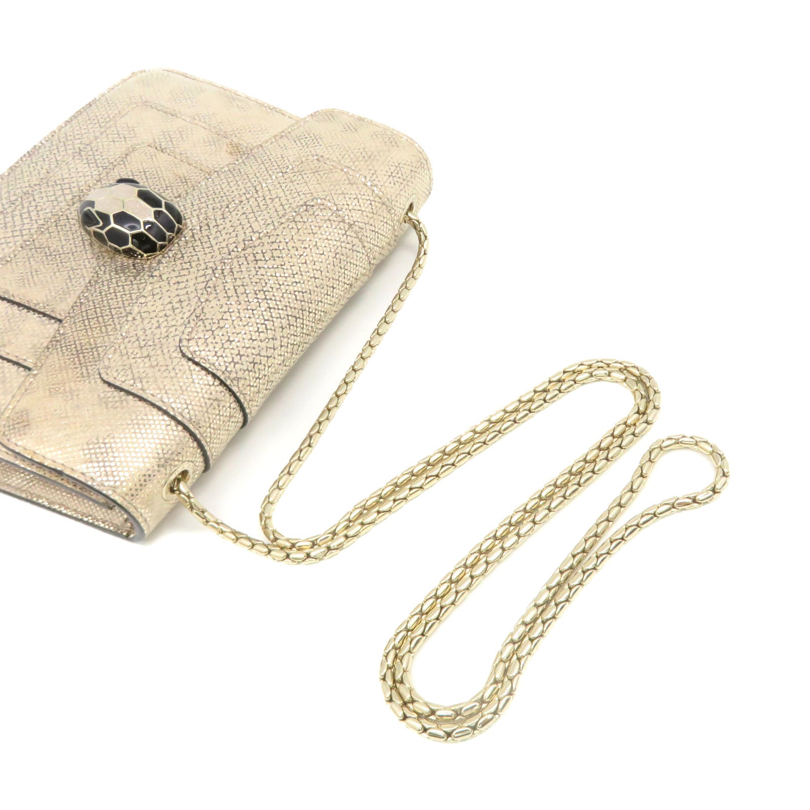 BVLGARI [Sharp Discount] Snakeskin Leather Serpenti Forever Chain Shoulder Bag Chain Strap Shoulder Bag Gold