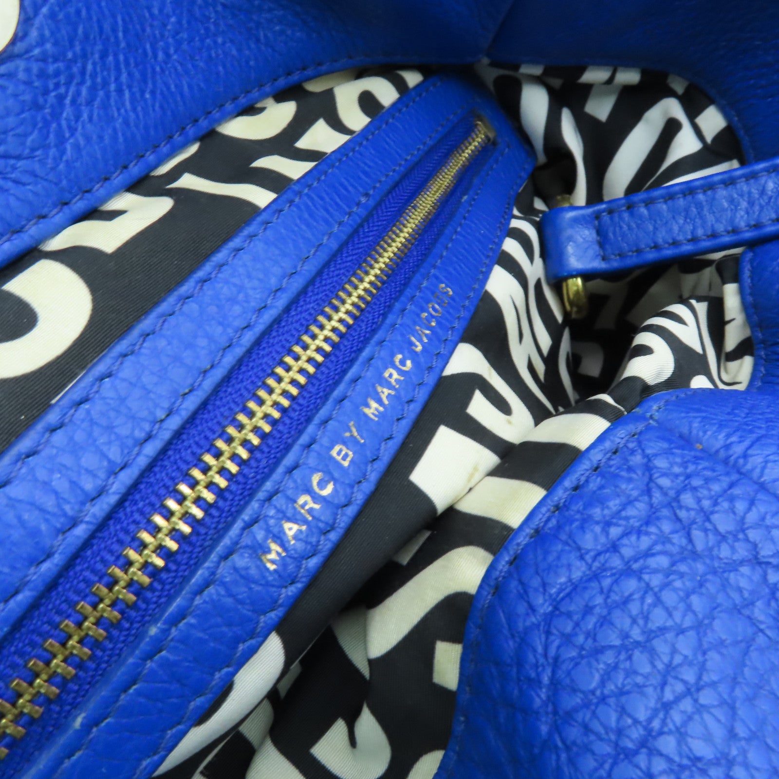 MARC BY MARC JACOBS 牛皮皮革2 Way Shoulder金扣手挽肩背兩用袋藍色
