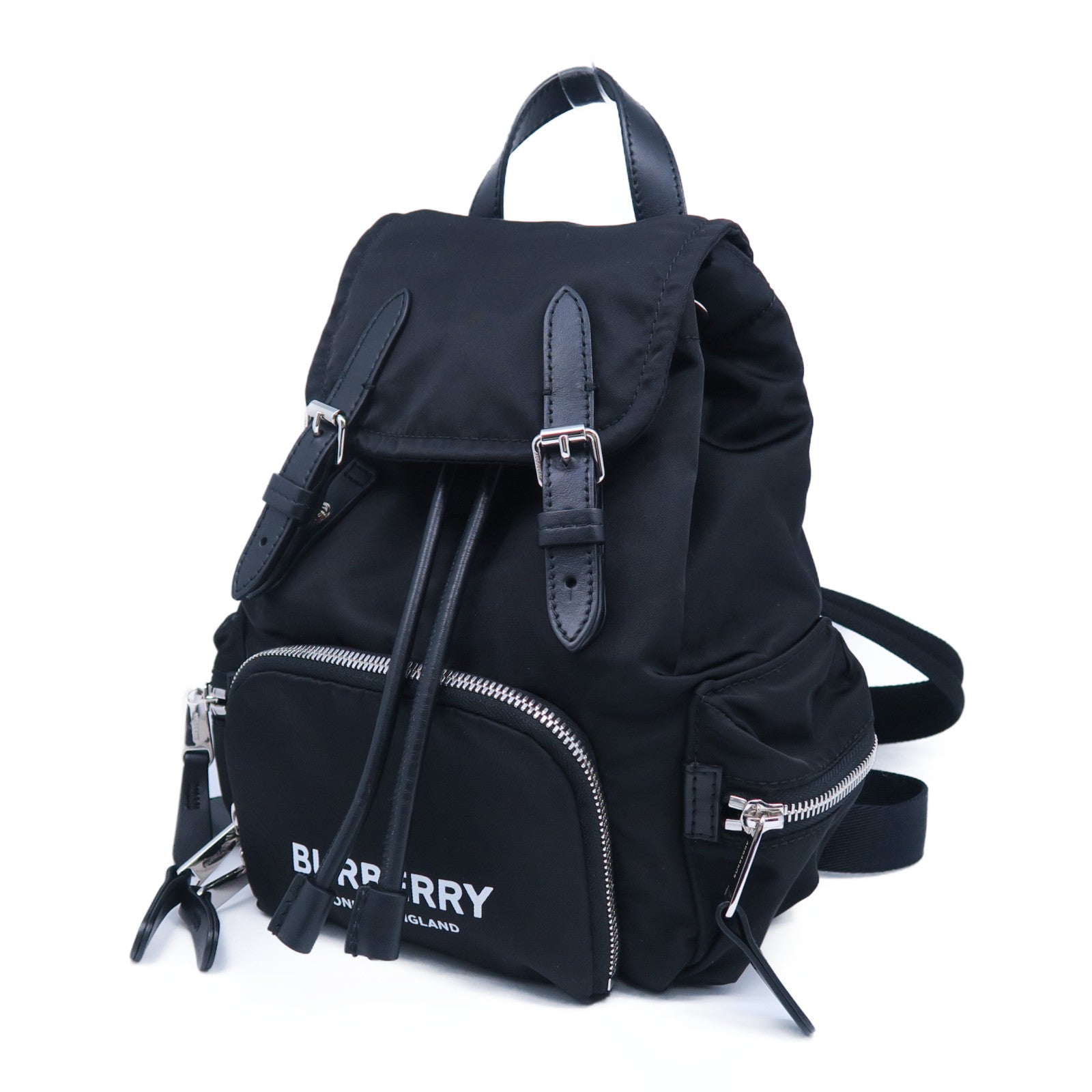 BURBERRY 尼龍Backpack銀扣背包黑色