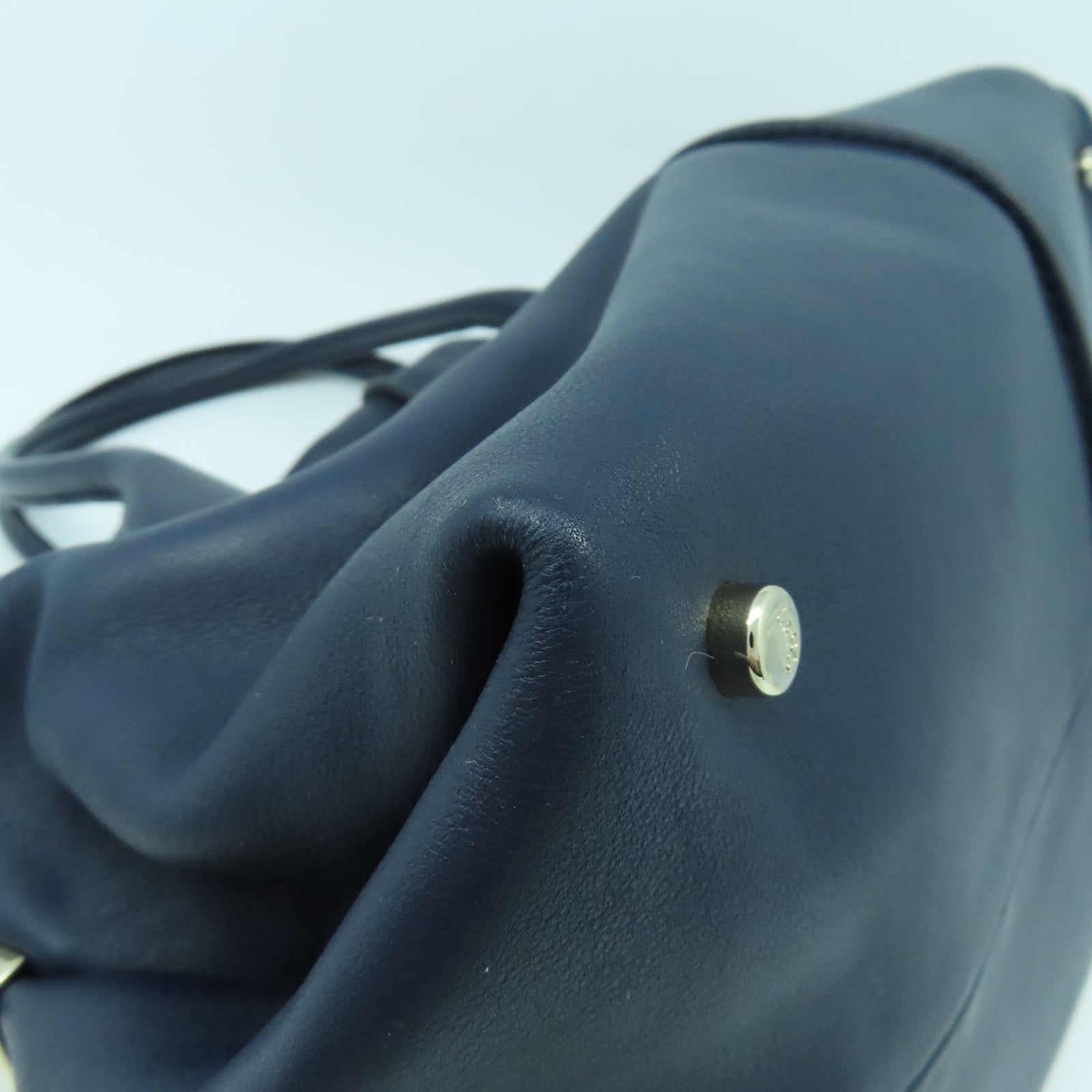 TOD’S 牛皮皮革2 Way Shoulder銀扣手挽肩背兩用袋深藍色