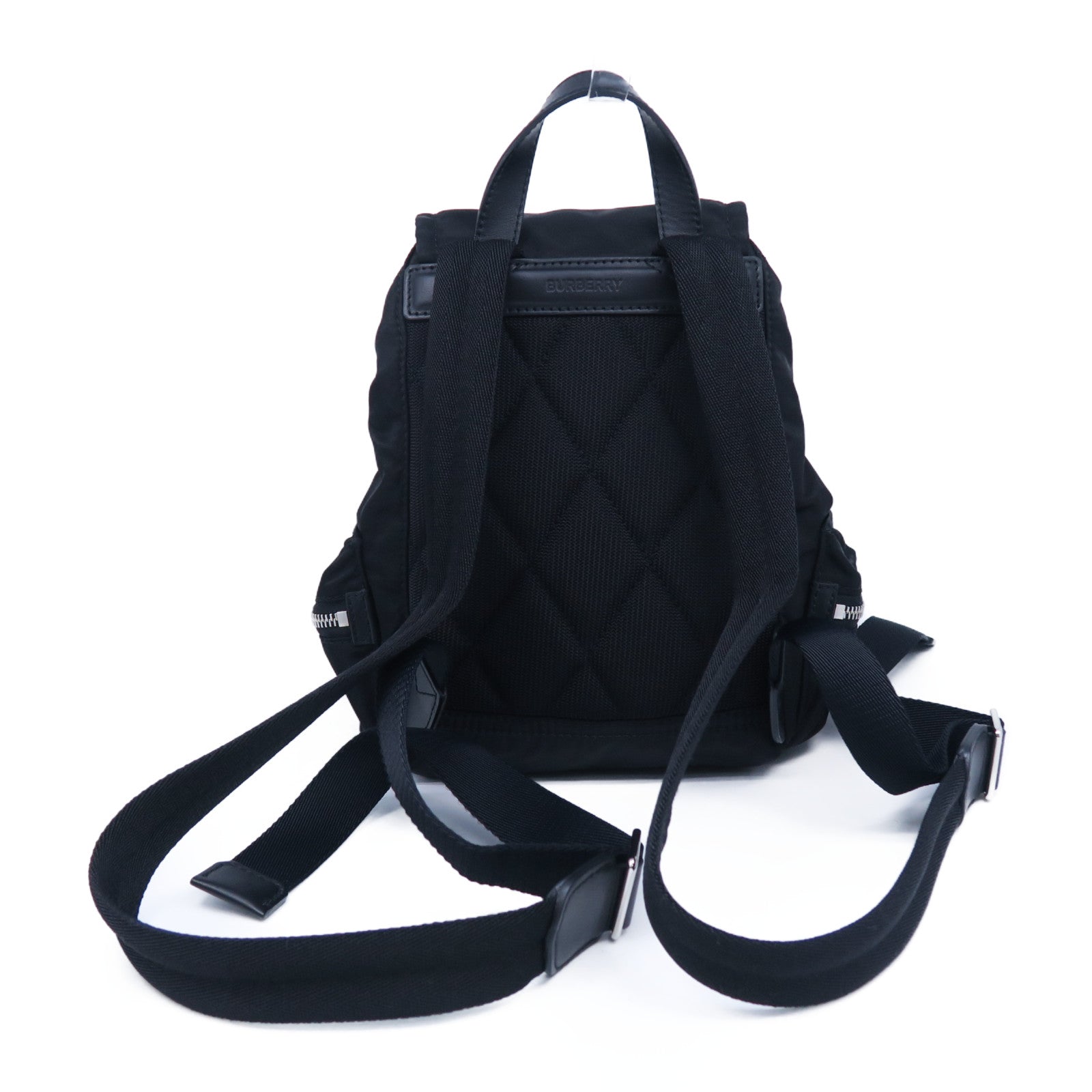 BURBERRY 尼龍Backpack銀扣背包黑色