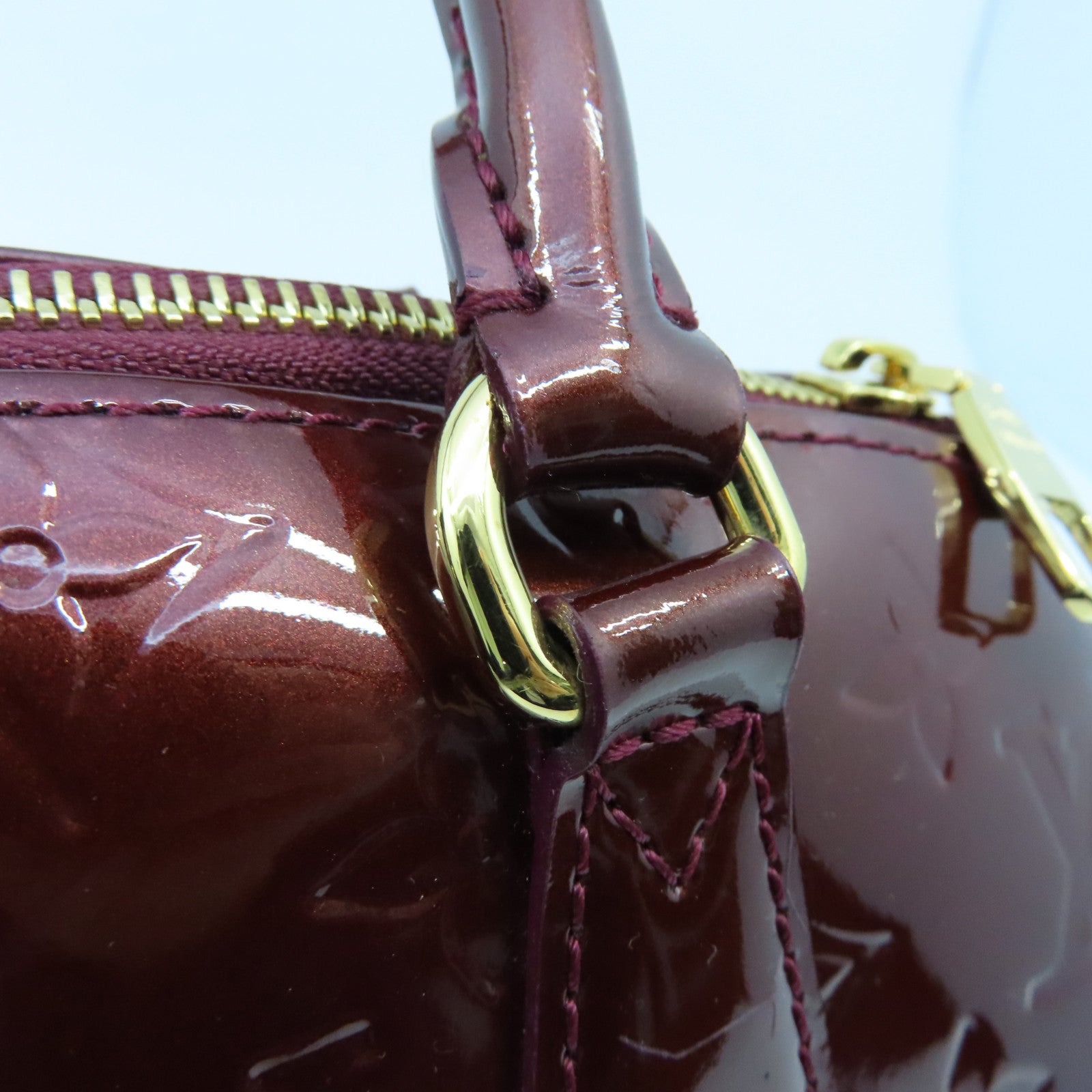 LOUIS VUITTON Vernis Sherwood PM金扣肩背袋酒红色