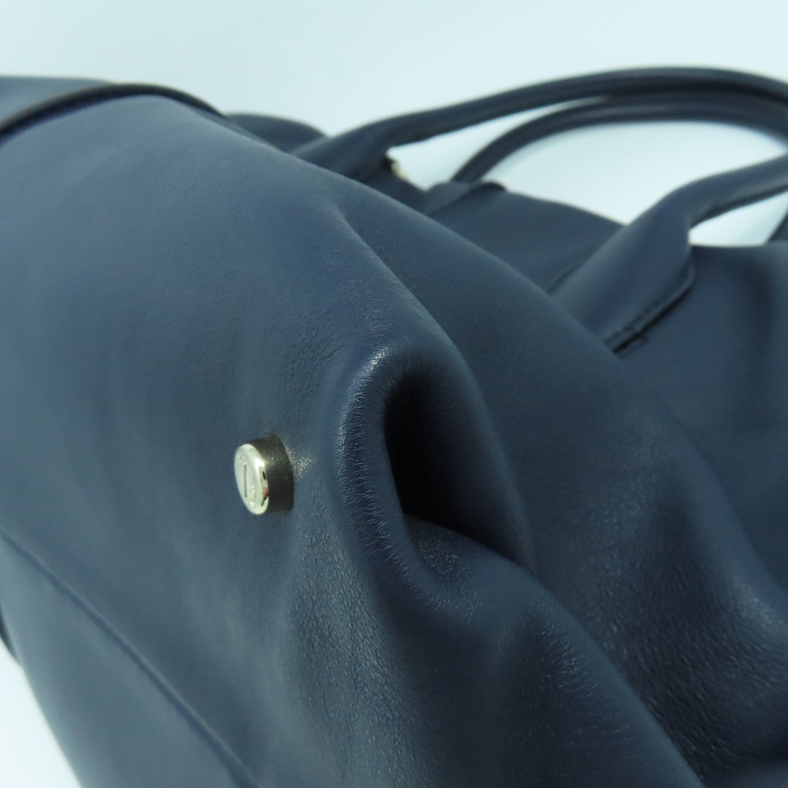 TOD’S 牛皮皮革2 Way Shoulder銀扣手挽肩背兩用袋深藍色
