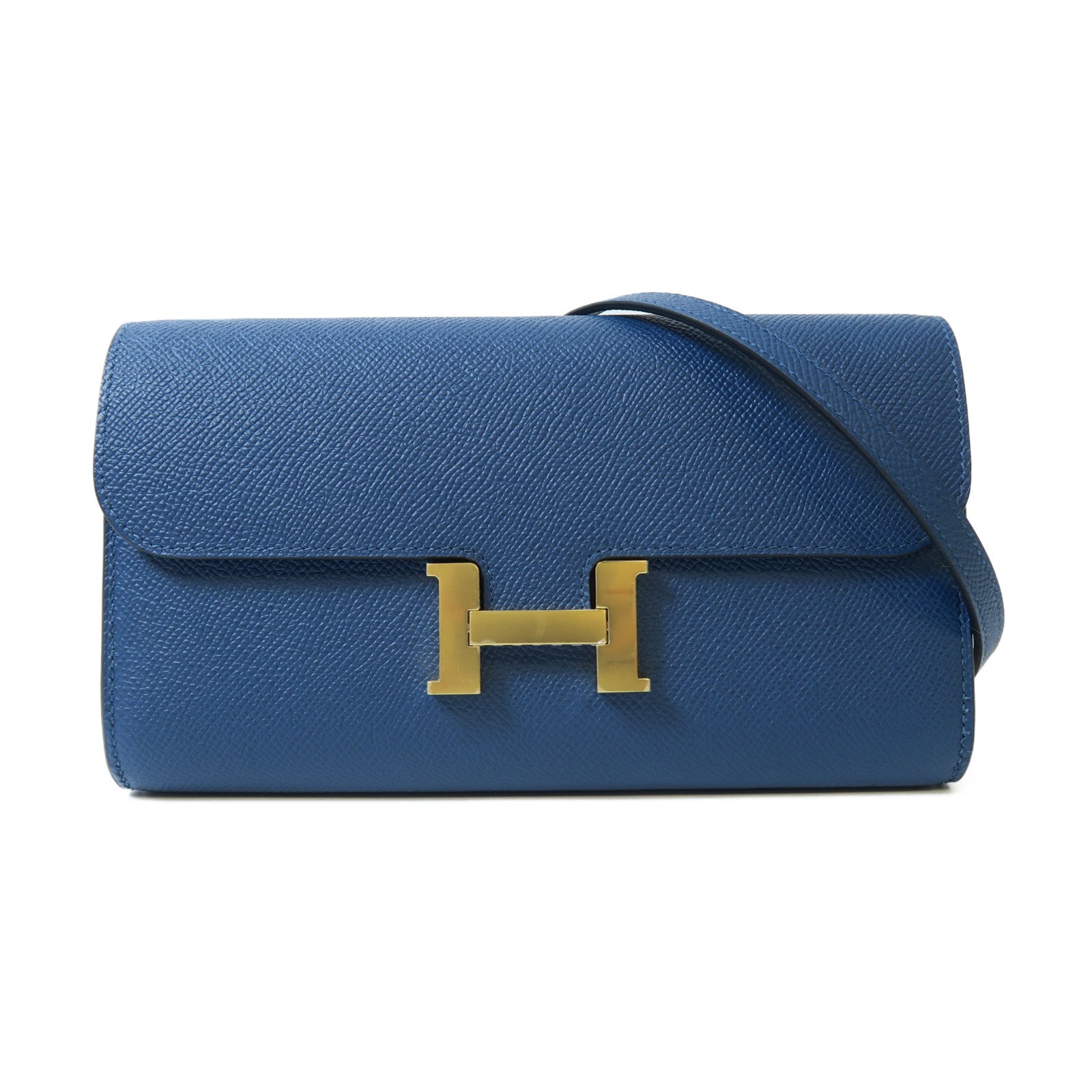 HERMES Veau Epsom皮革Constance To Go金扣肩背袋藍色