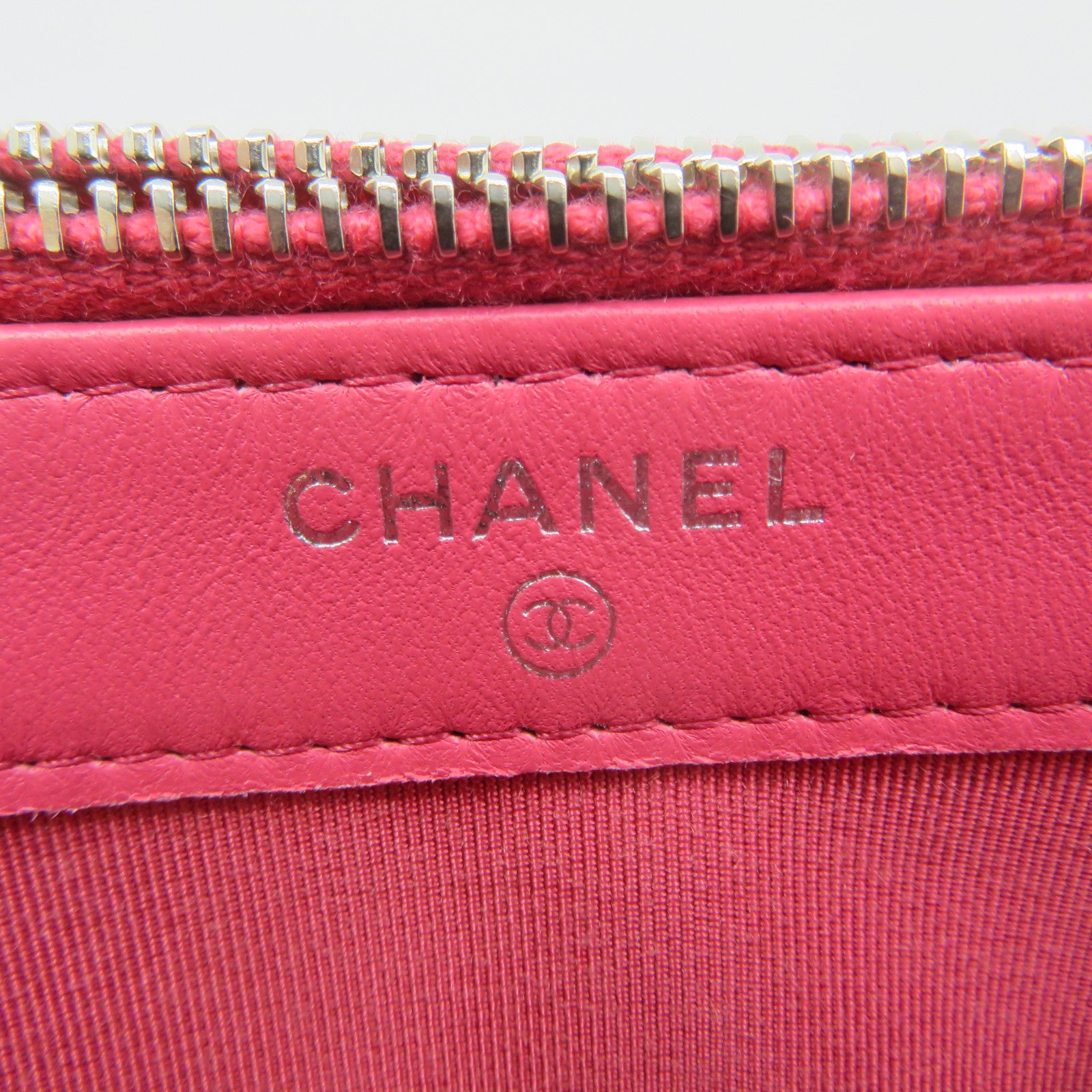 CHANEL 菱格羊皮皮革Chain Shoulder Bag银扣链带肩背袋粉红色