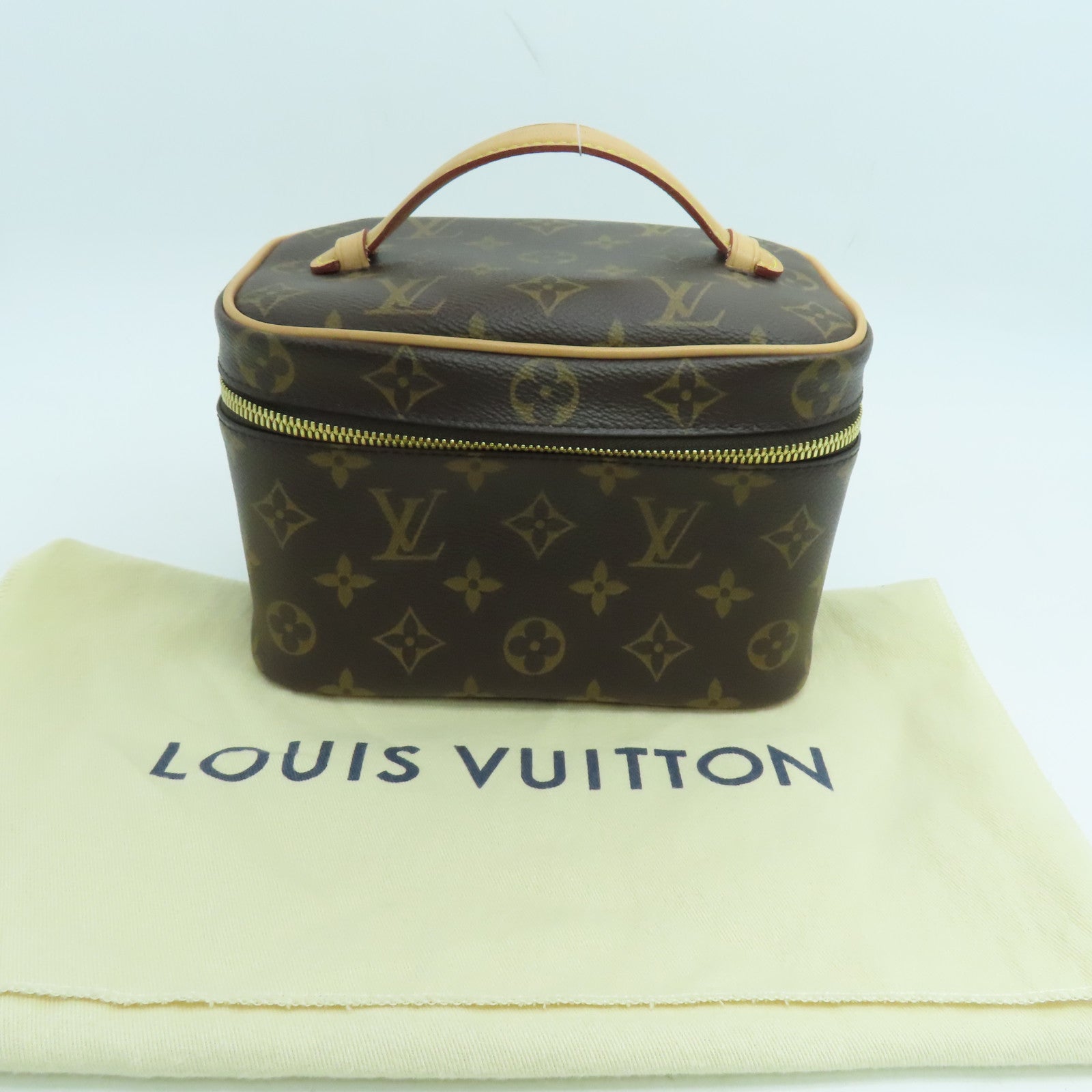 LOUIS VUITTON Monogram Nice Mini Hand Bag金扣手挽袋啡色