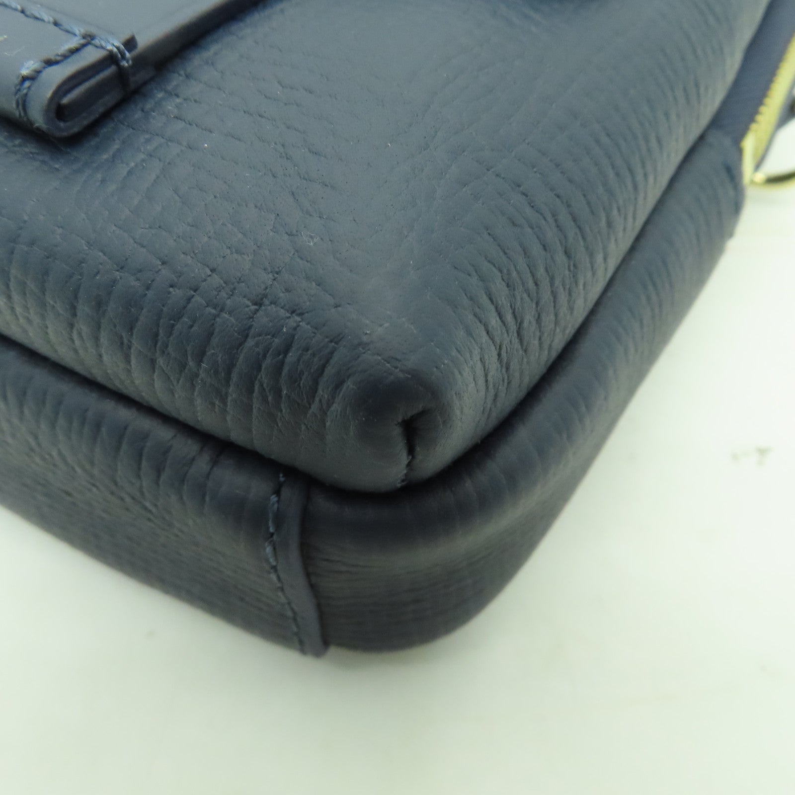 LOUIS VUITTON Monogram Denim Flap Double Phone Pouch金扣肩背袋深藍色