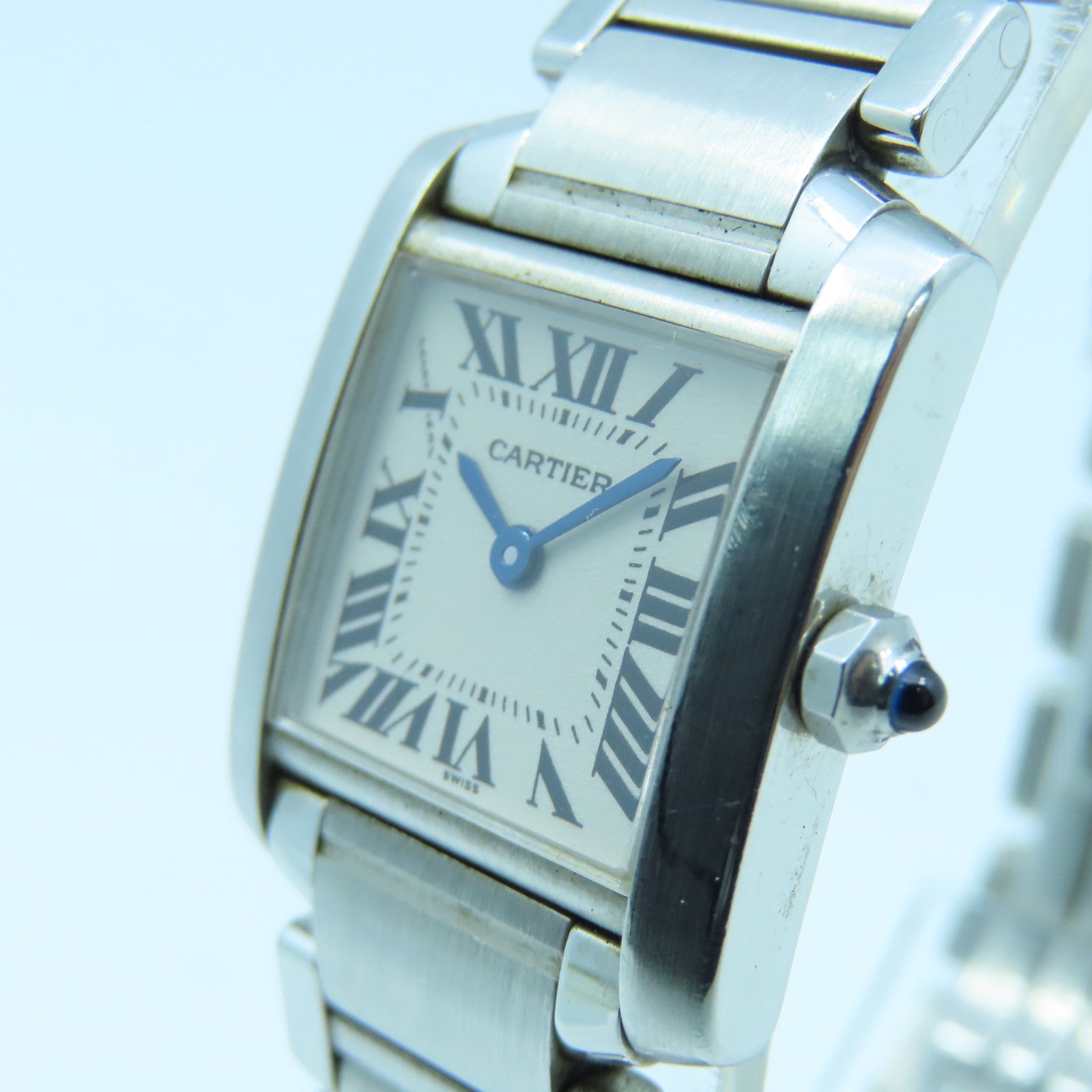 CARTIER Tank Francaise不锈钢手表石英机芯白色